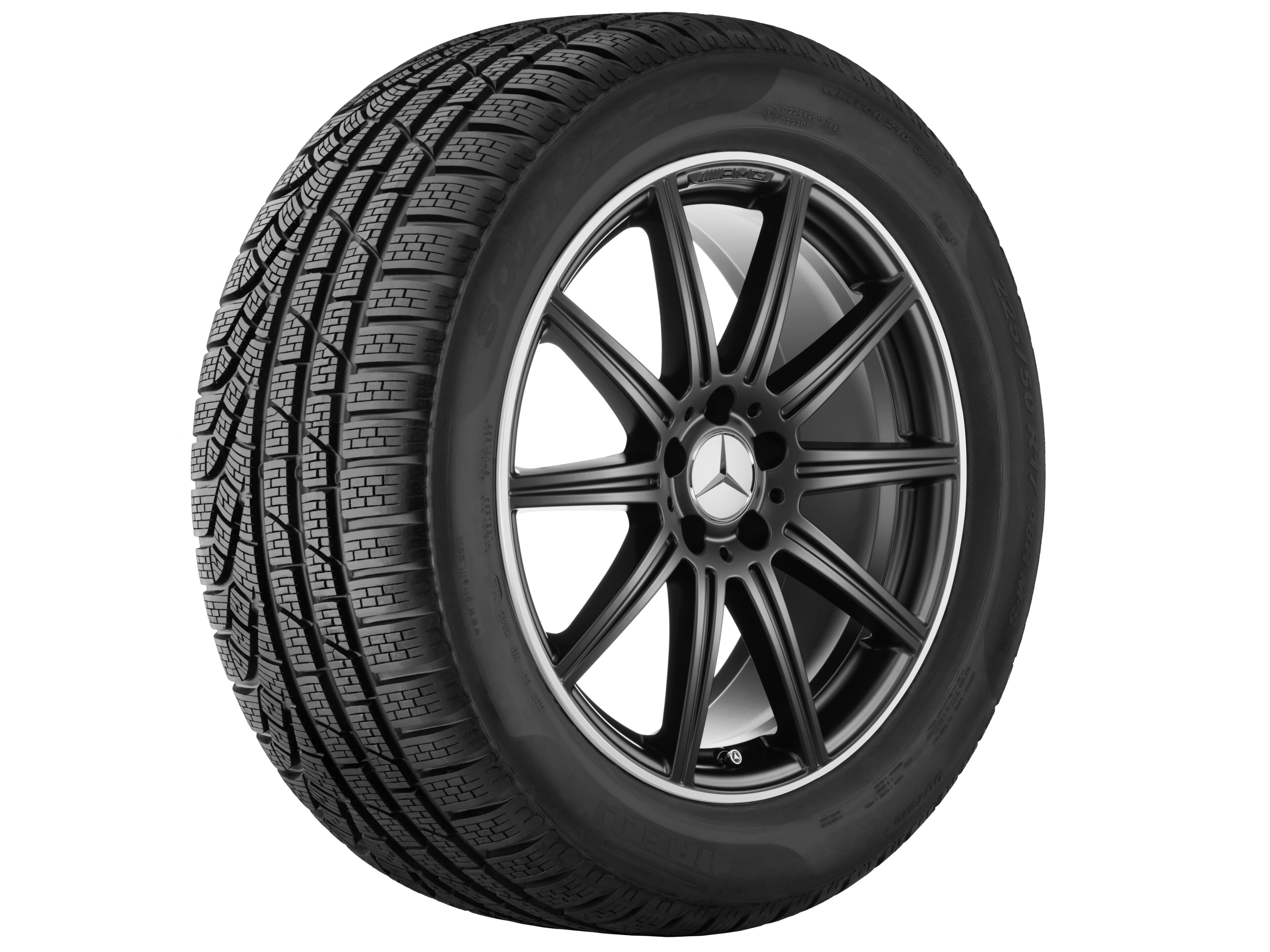 AMG 10-Speichen-Rad, 48,3 cm (19 Zoll), Felgenhorn glanzgedreht - 10 J x 19 ET 47, schwarz matt, glanzgedreht