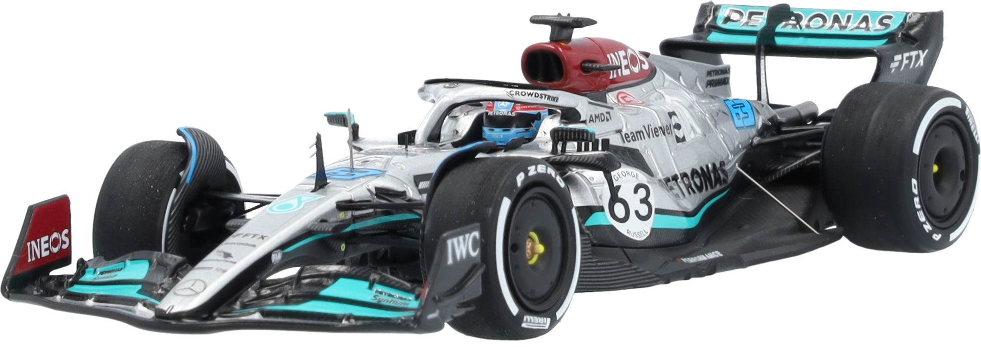 MERCEDES AMG PETRONAS Formula One™ Team, George Russell, Saison 2022 - silberfarben / petronasgrün / schwarz, Minimax, 1:43 MERCEDES AMG PETRONAS Formula One™ Team, George Russell, Saison 2022 - silberfarben / petronasgrün / schwarz, Minimax, 1:43