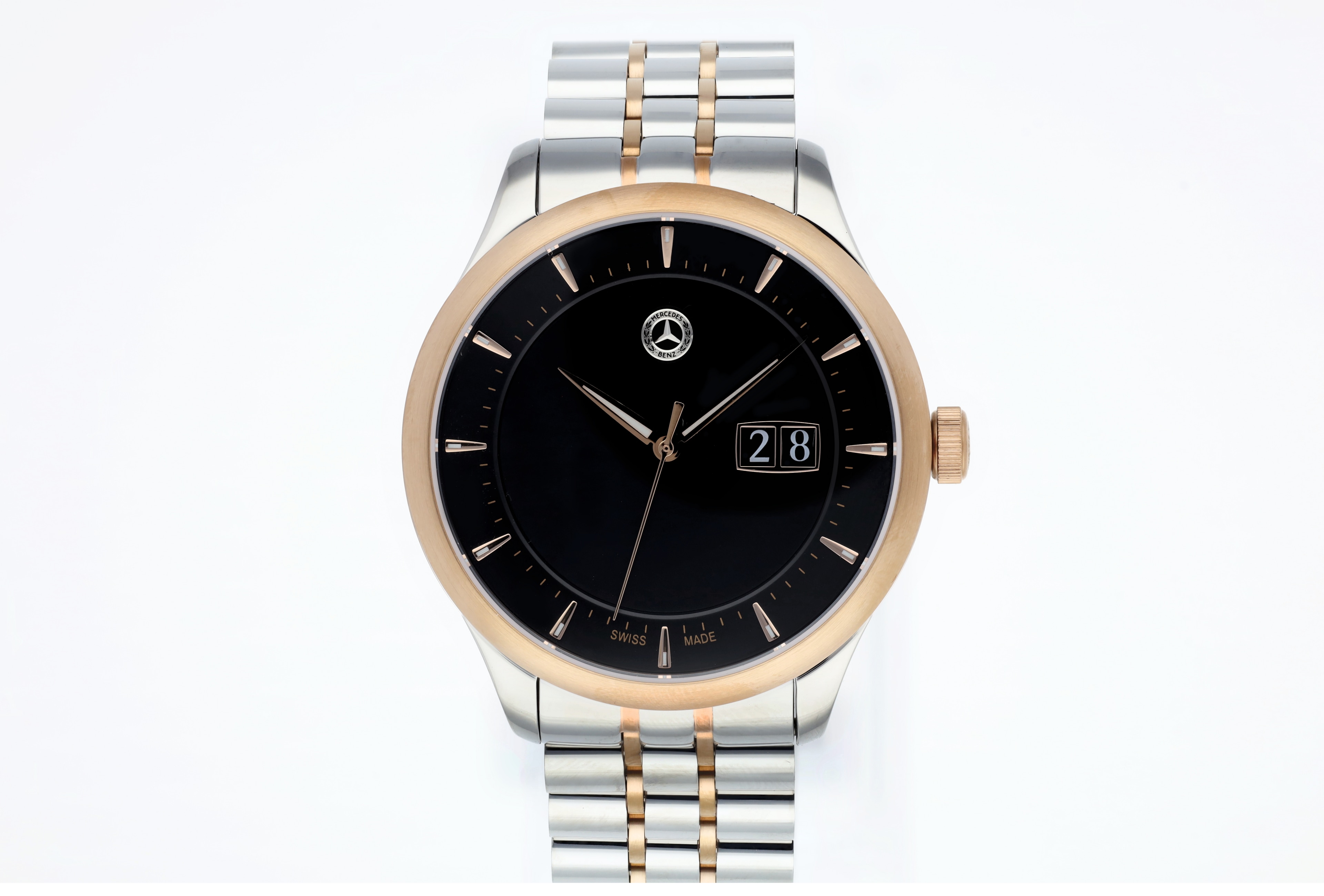 Armbanduhr Herren, Classic, Elegance - schwarz / silberfarben / roségoldfarben, Edelstahl Armbanduhr Herren, Classic, Elegance - schwarz / silberfarben / roségoldfarben, Edelstahl