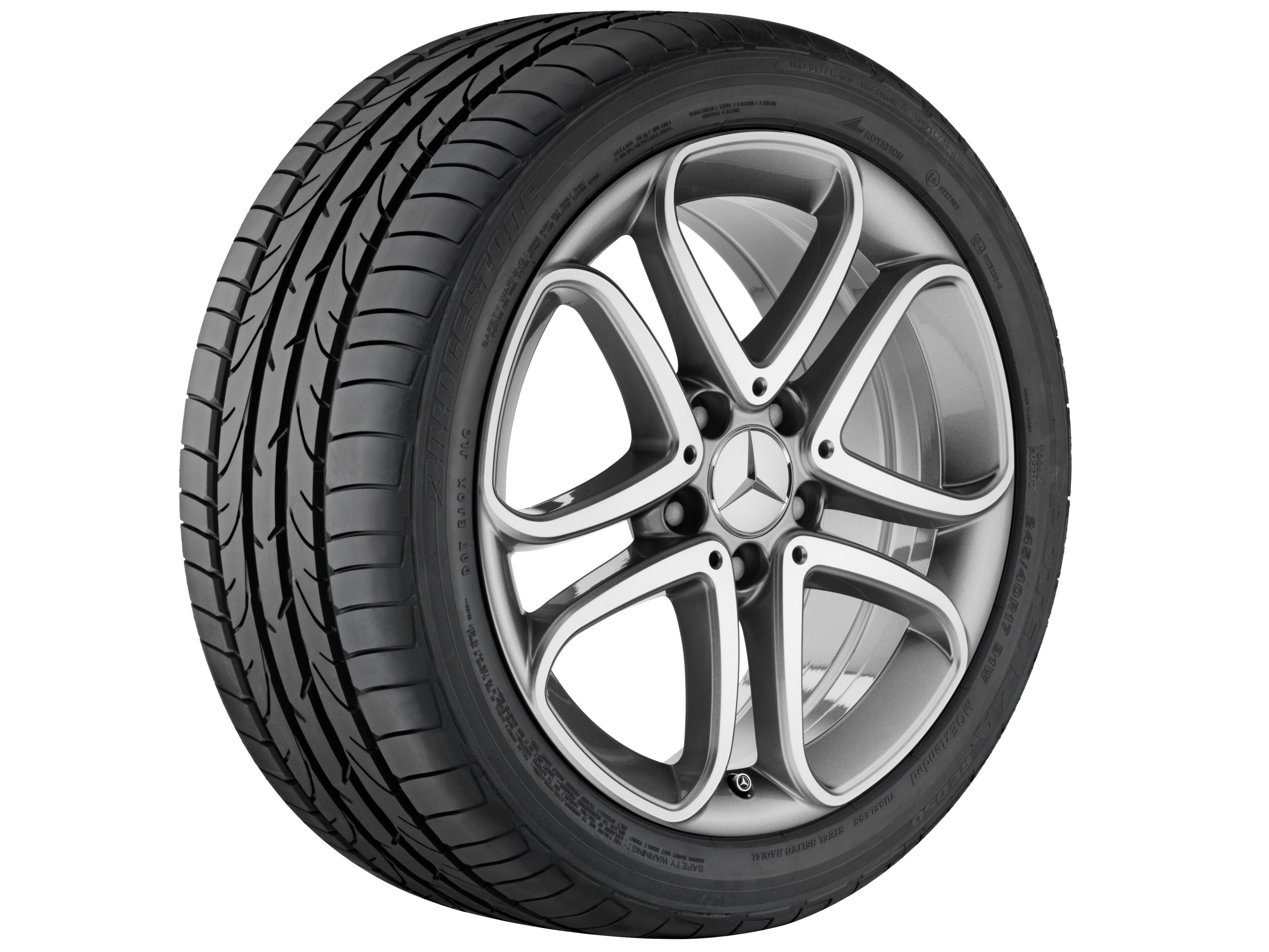 5-Doppelspeichen-Rad, 43,2 cm (17 Zoll) - 7,5 J x 17 ET 52,5, grau Himalaya, glanzgedreht