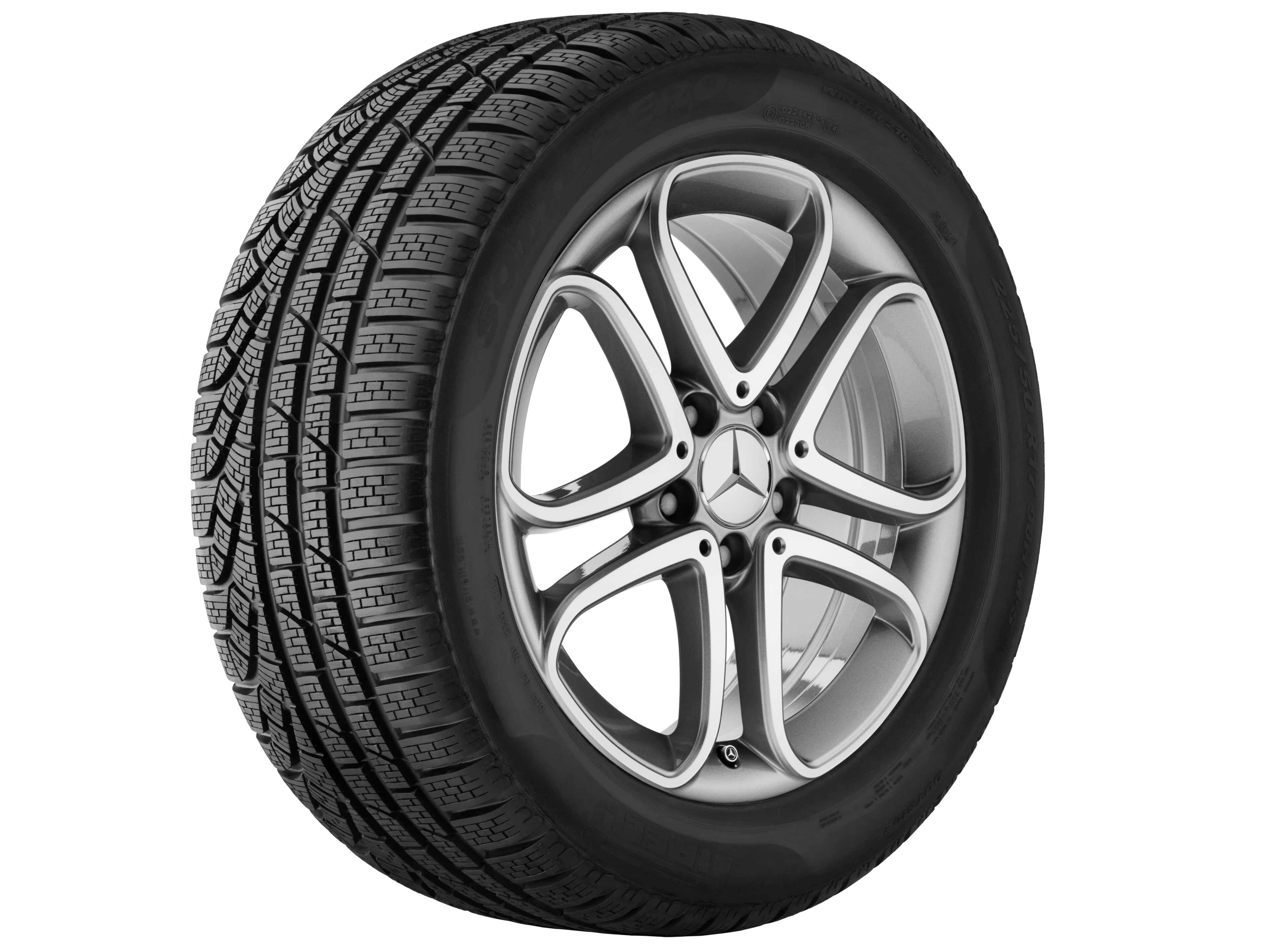 5-Doppelspeichen-Rad, 43,2 cm (17 Zoll) - 7,5 J x 17 ET 52,5, grau Himalaya, glanzgedreht