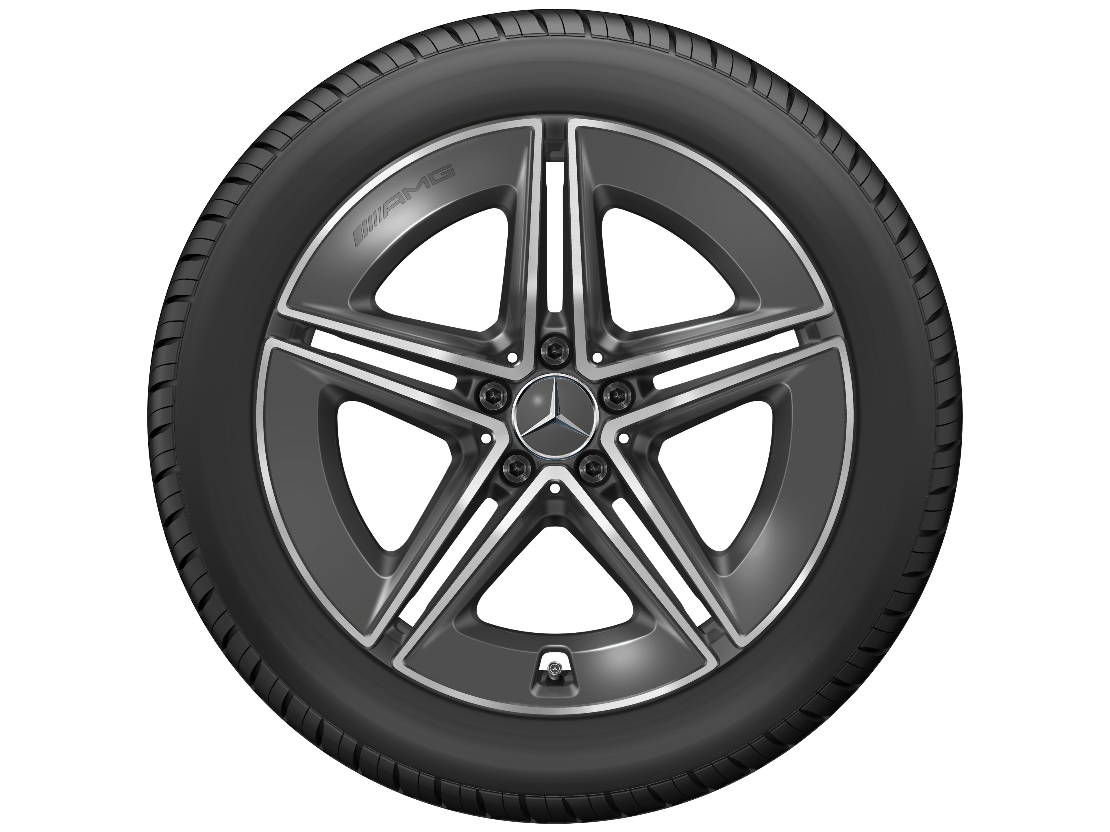 AMG Leichtmetallrad, im 5-Doppelspeichen-Design, 48,3 cm (19 Zoll) - 9,5 J x 19 ET 22,1, tantalgrau, glanzgedreht
