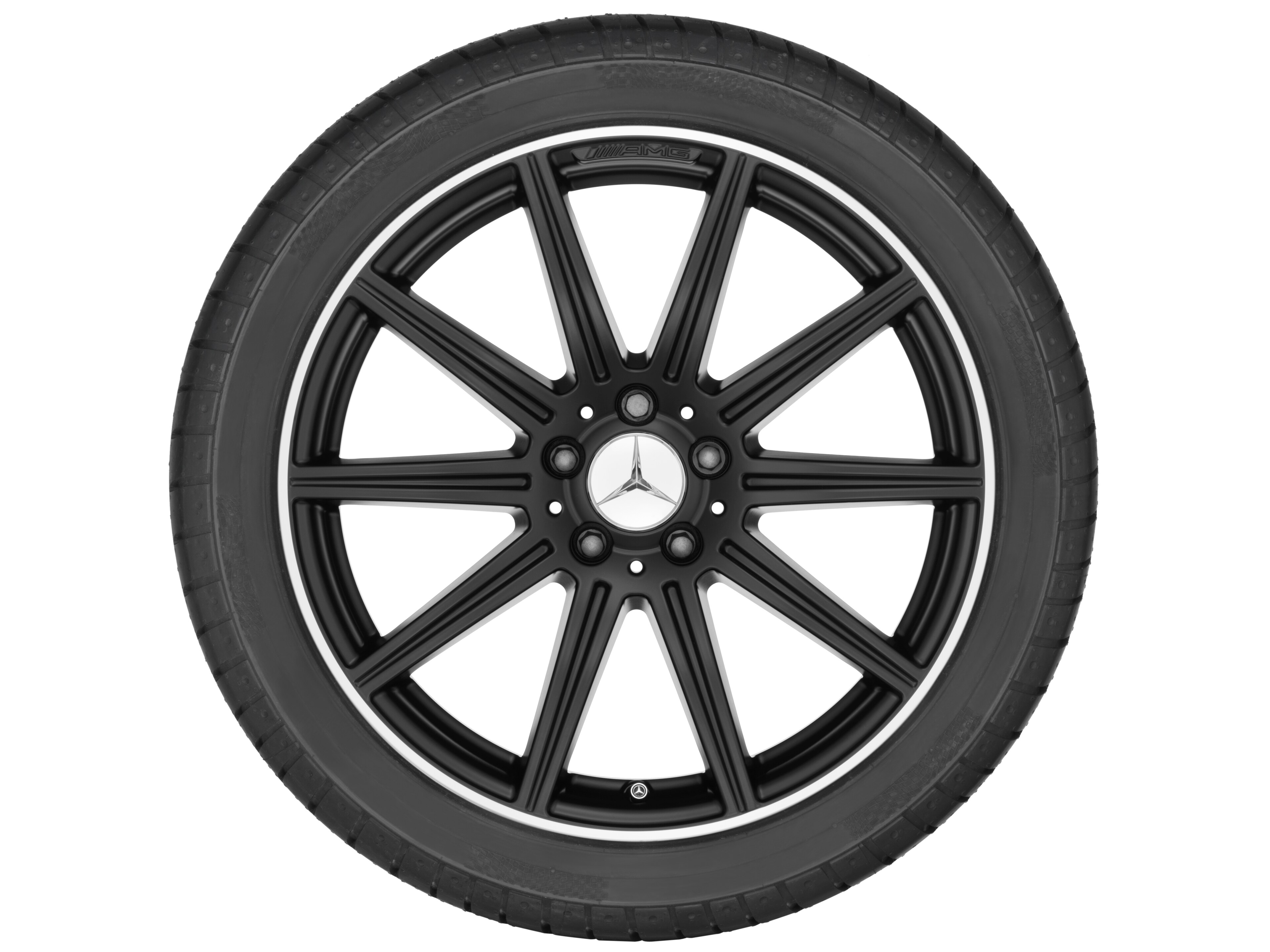 AMG 10-Speichen-Rad, 48,3 cm (19 Zoll), Felgenhorn glanzgedreht - 10 J x 19 ET 47, schwarz matt, glanzgedreht