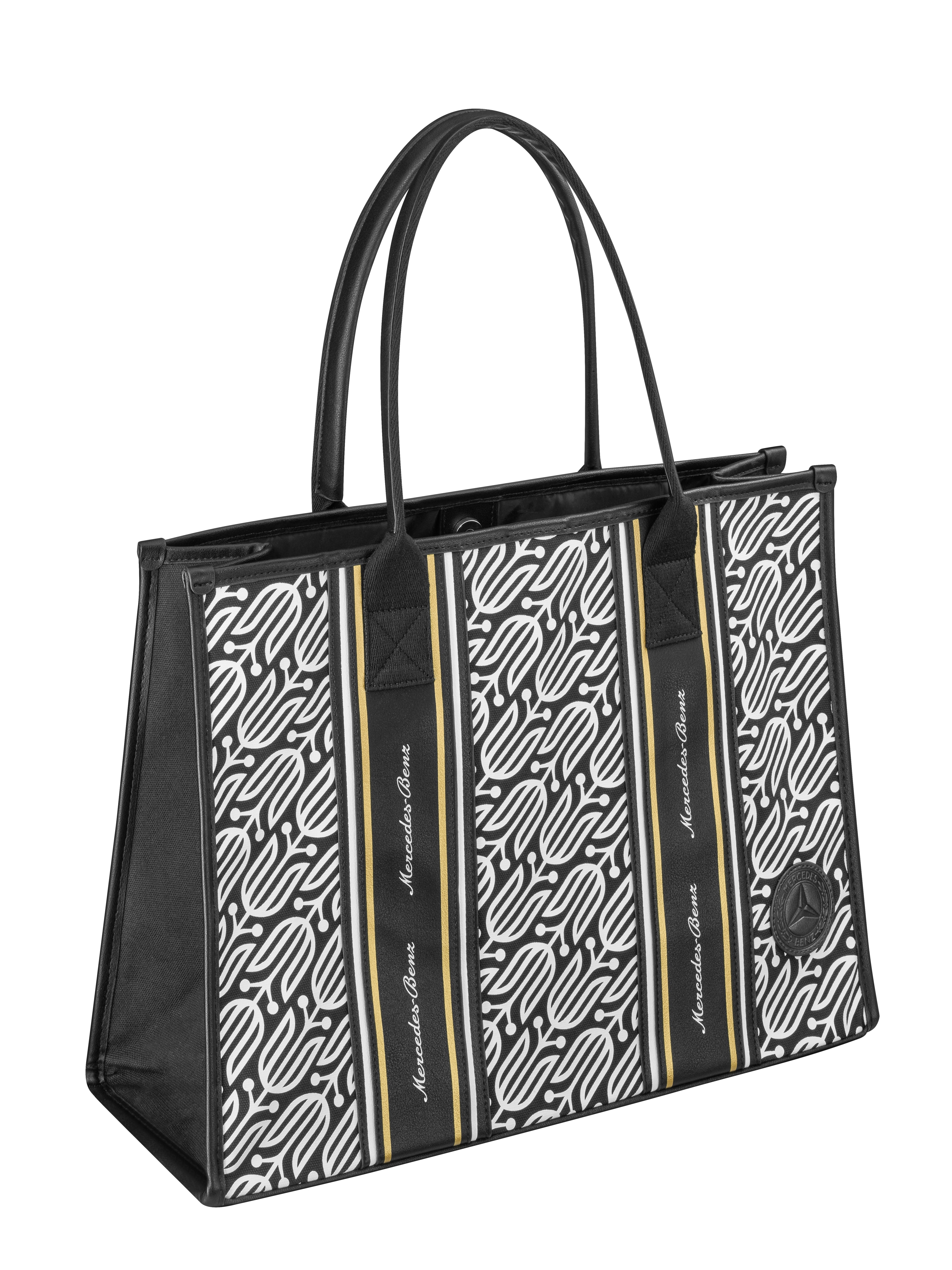 Shopper - schwarz / weiß / goldfarben, Baumwoll-Canvas Shopper - schwarz / weiß / goldfarben, Baumwoll-Canvas