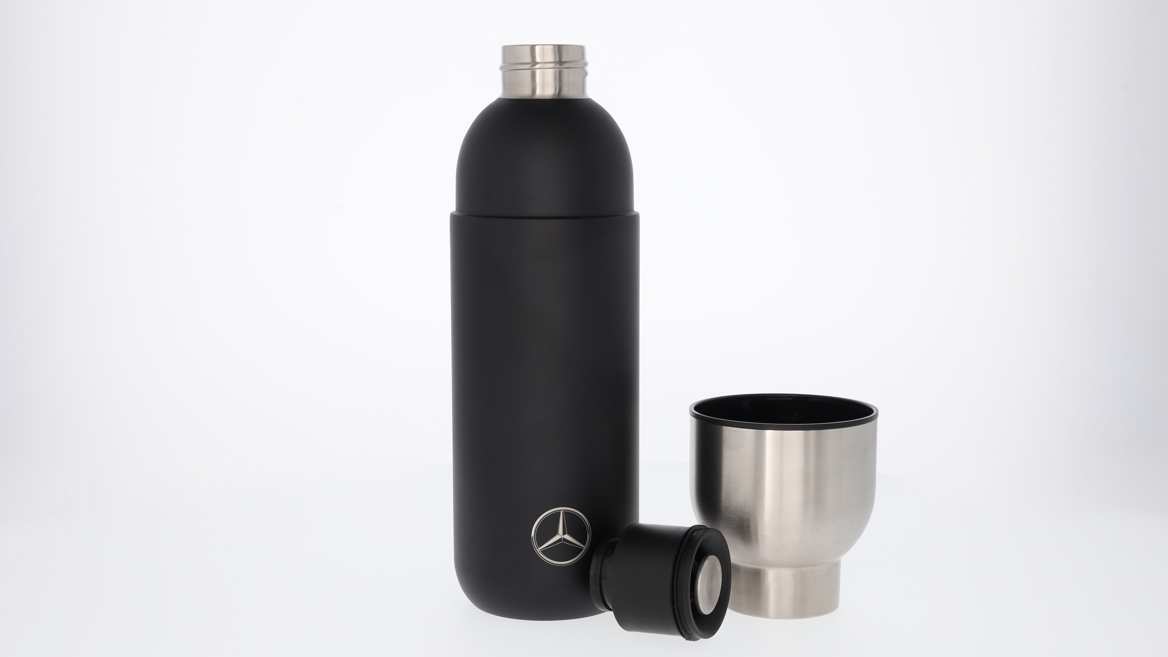 Isolierflasche mit Becher - schwarz, Edelstahl / Polypropylen, Stelton, 750 ml