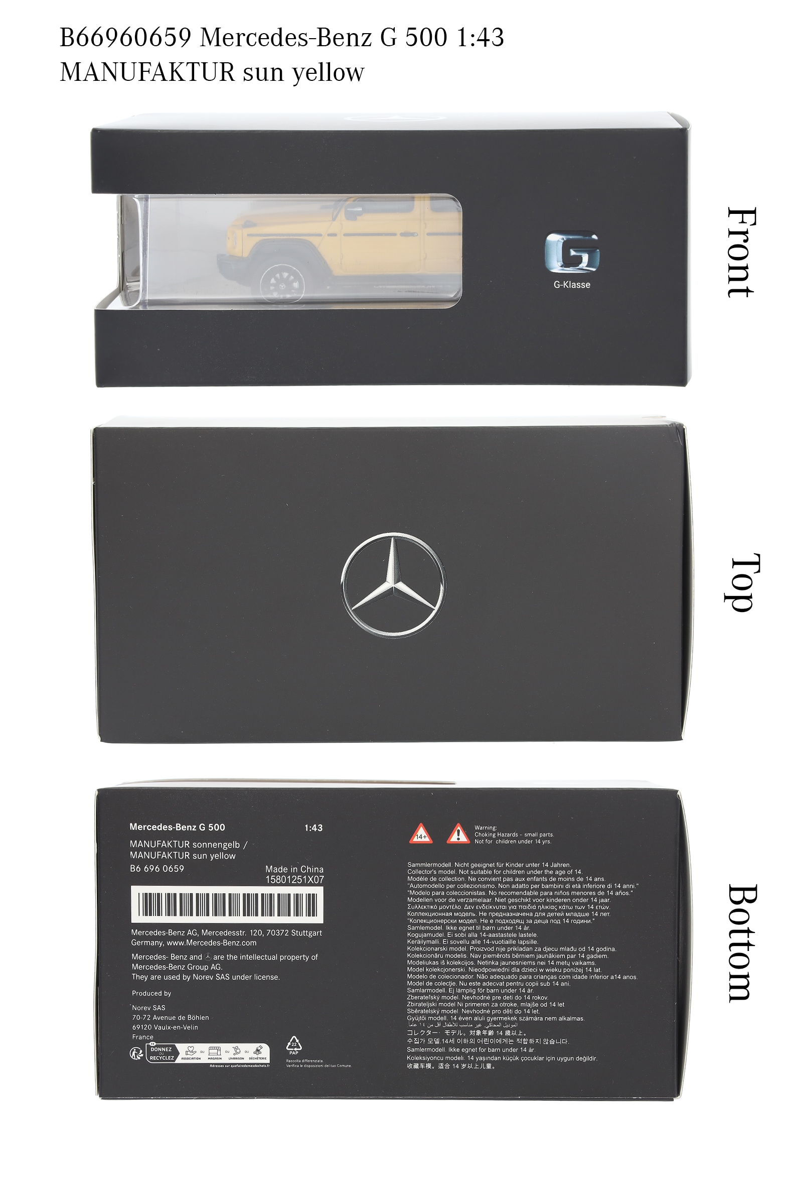 G-Klasse, Geländewagen, AMG Line, W465 - MANUFAKTUR sonnengelb uni, Norev, 1:43 G-Klasse, Geländewagen, AMG Line, W465 - MANUFAKTUR sonnengelb uni, Norev, 1:43