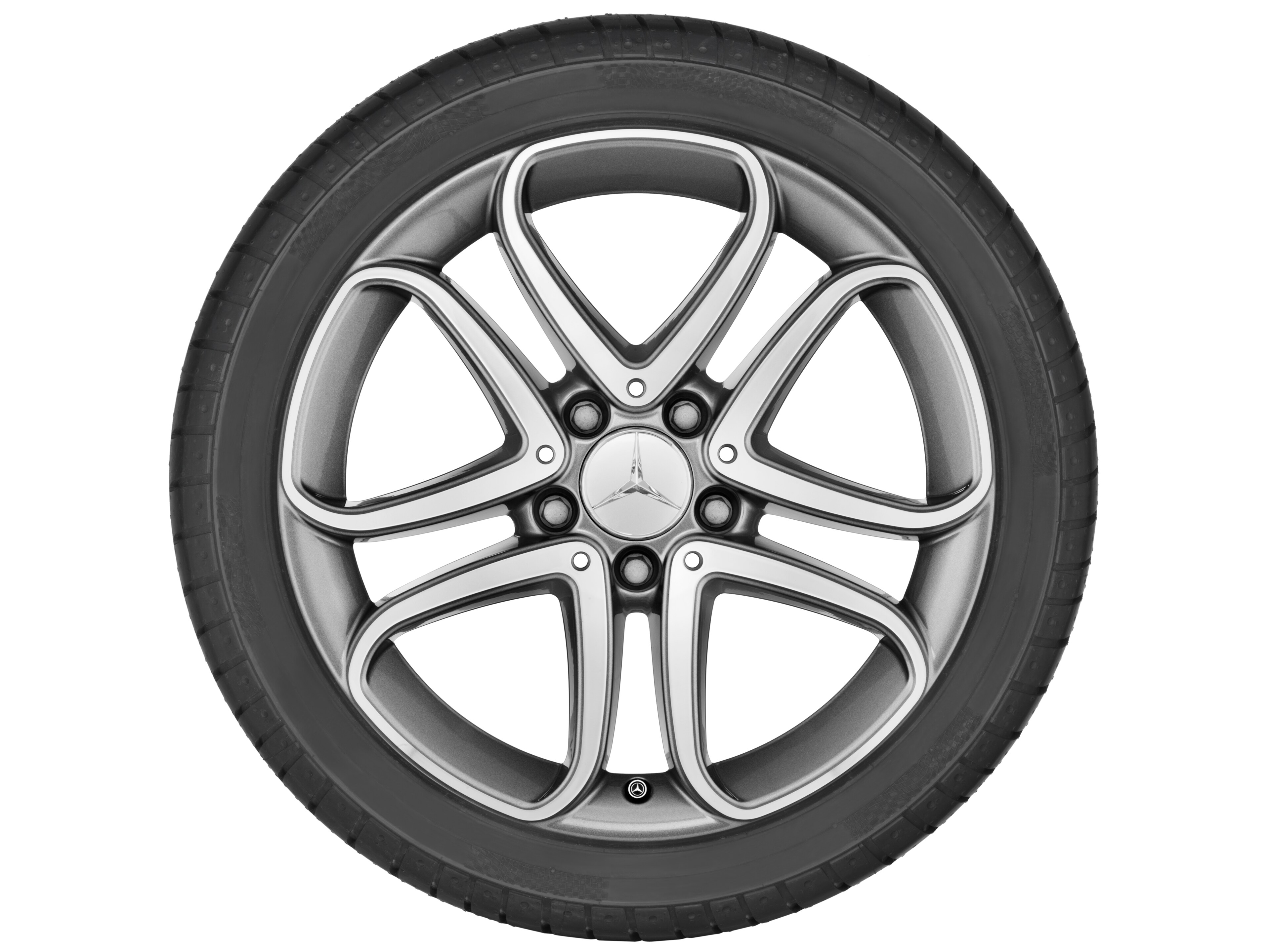 5-Doppelspeichen-Rad, 43,2 cm (17 Zoll) - 7,5 J x 17 ET 52,5, grau Himalaya, glanzgedreht