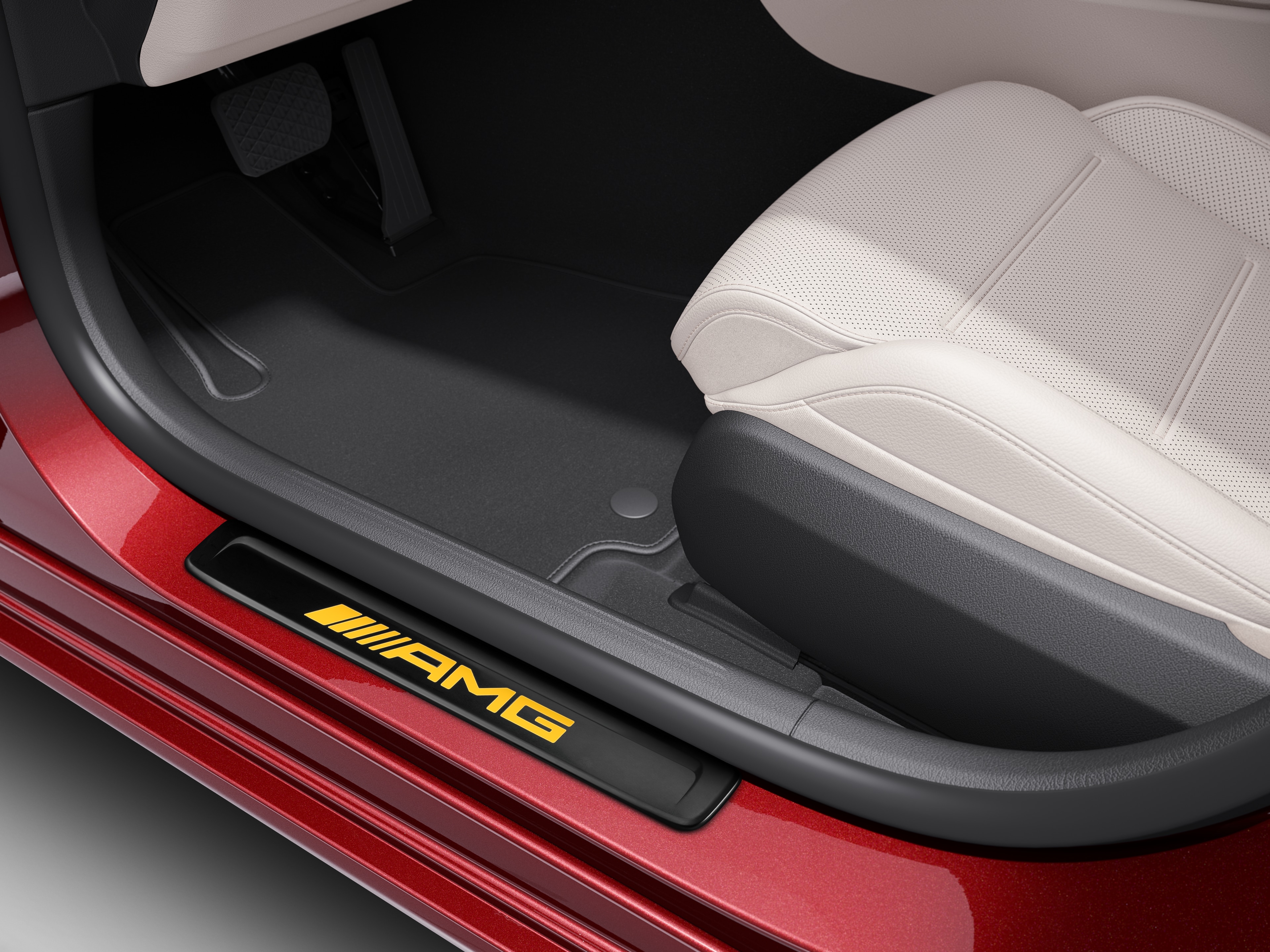 Wechselcover für beleuchtete Einstiegsleiste, AMG, vorne, 2-fach - Edelstahl, schwarz / gelb