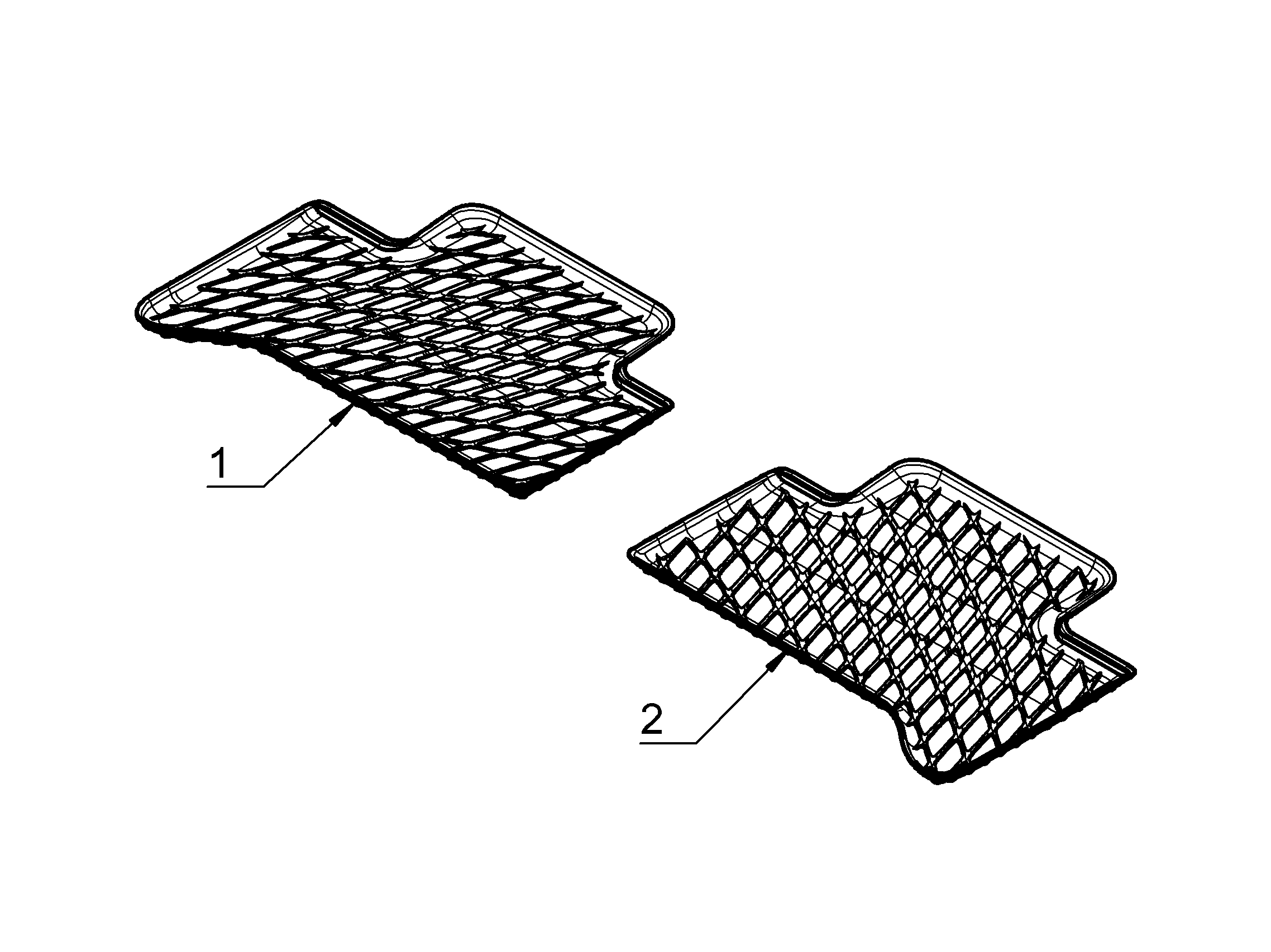 Fußraumschale, Dynamic Squares, Fond, 2-teilig - LL/RL, schwarz