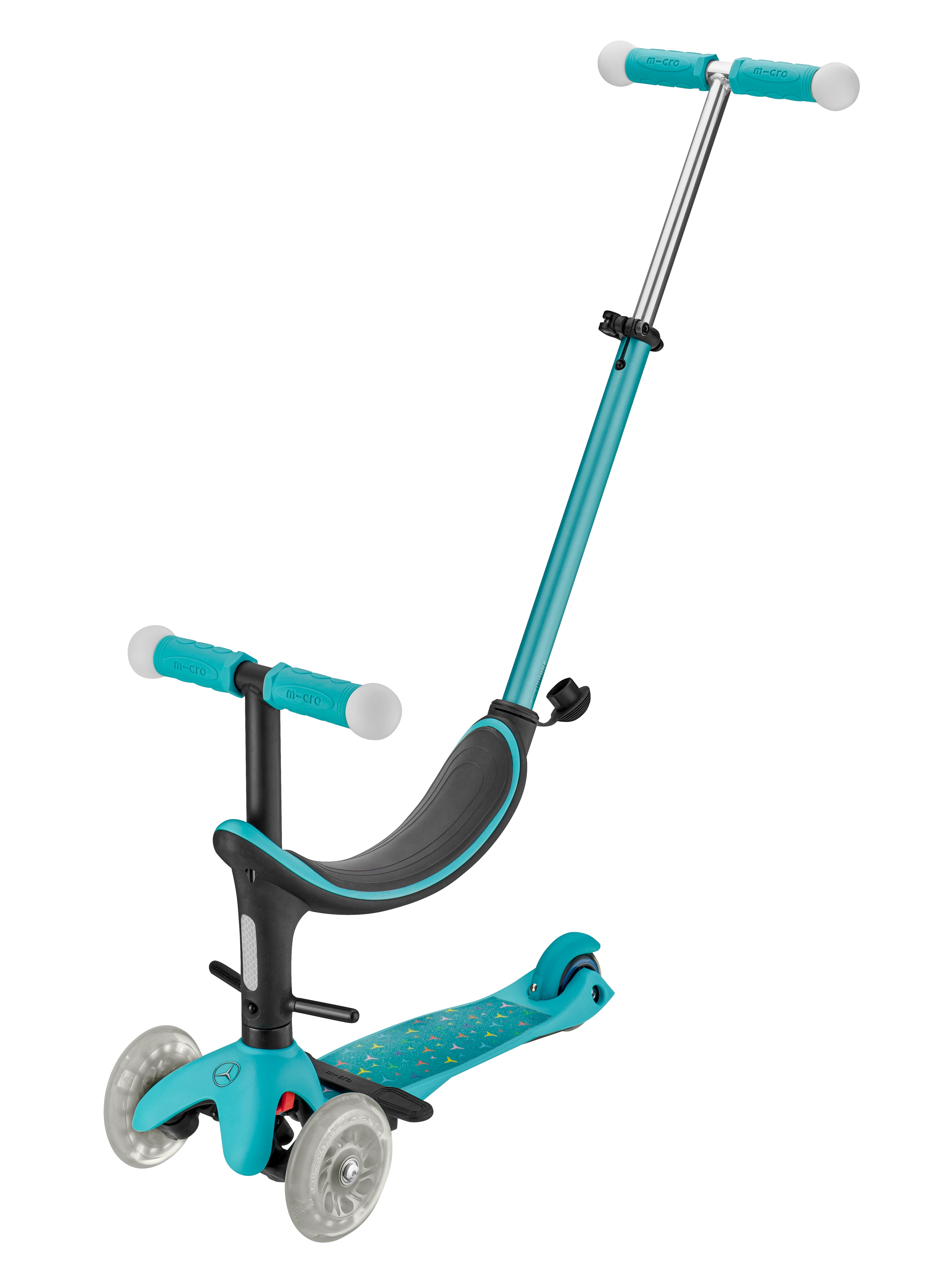 Tretroller Kinder, 4 in 1 - mint / schwarz, Aluminium / Kunststoff, Micro Mobility