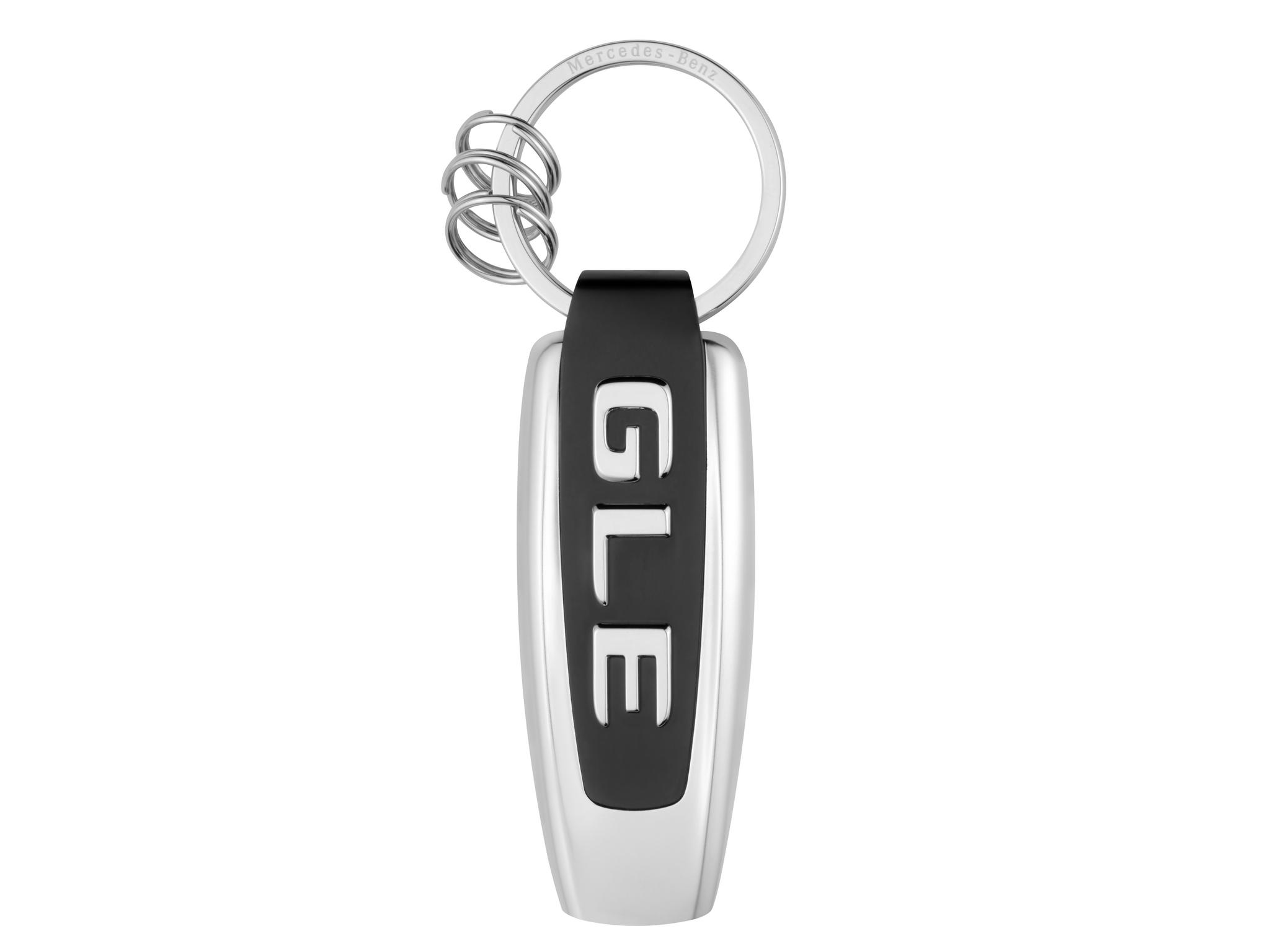 Schlüsselanhänger, Typo GLE - Edelstahl, silberfarben / schwarz