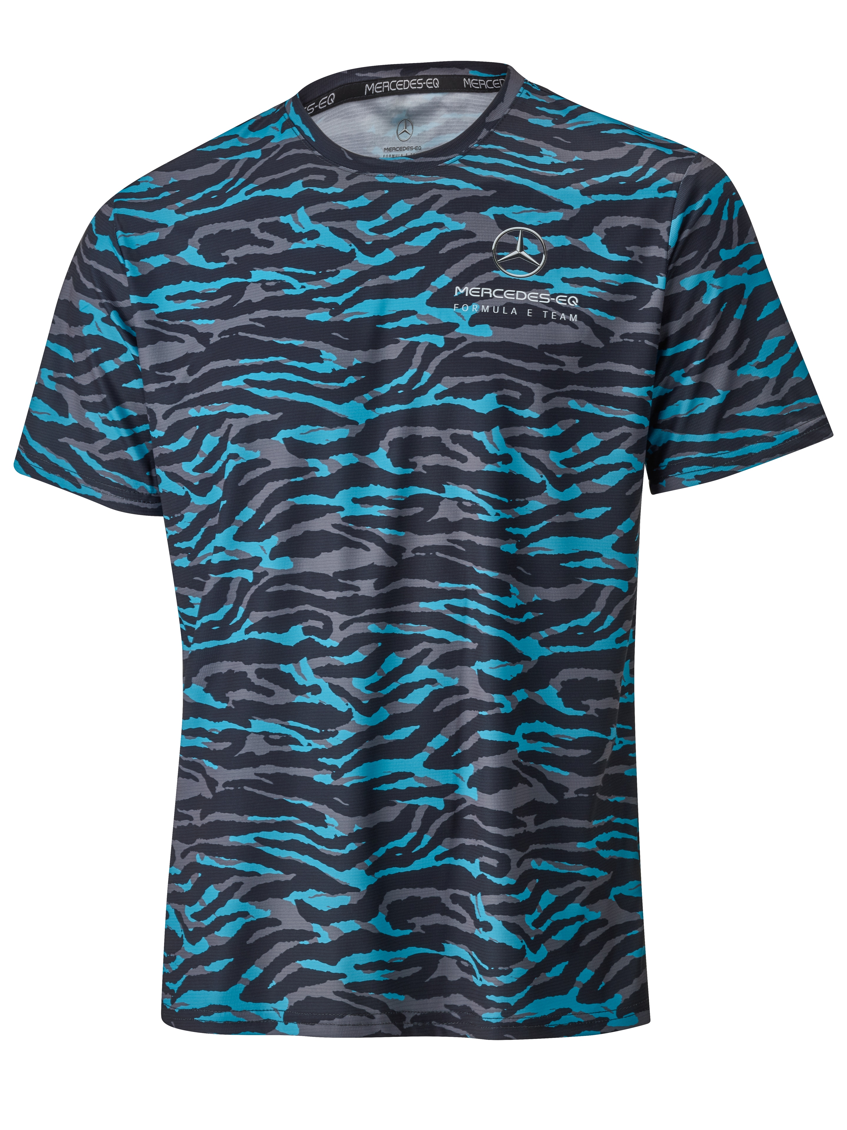 T-Shirt Herren - schwarz / blau / silberfarben, L