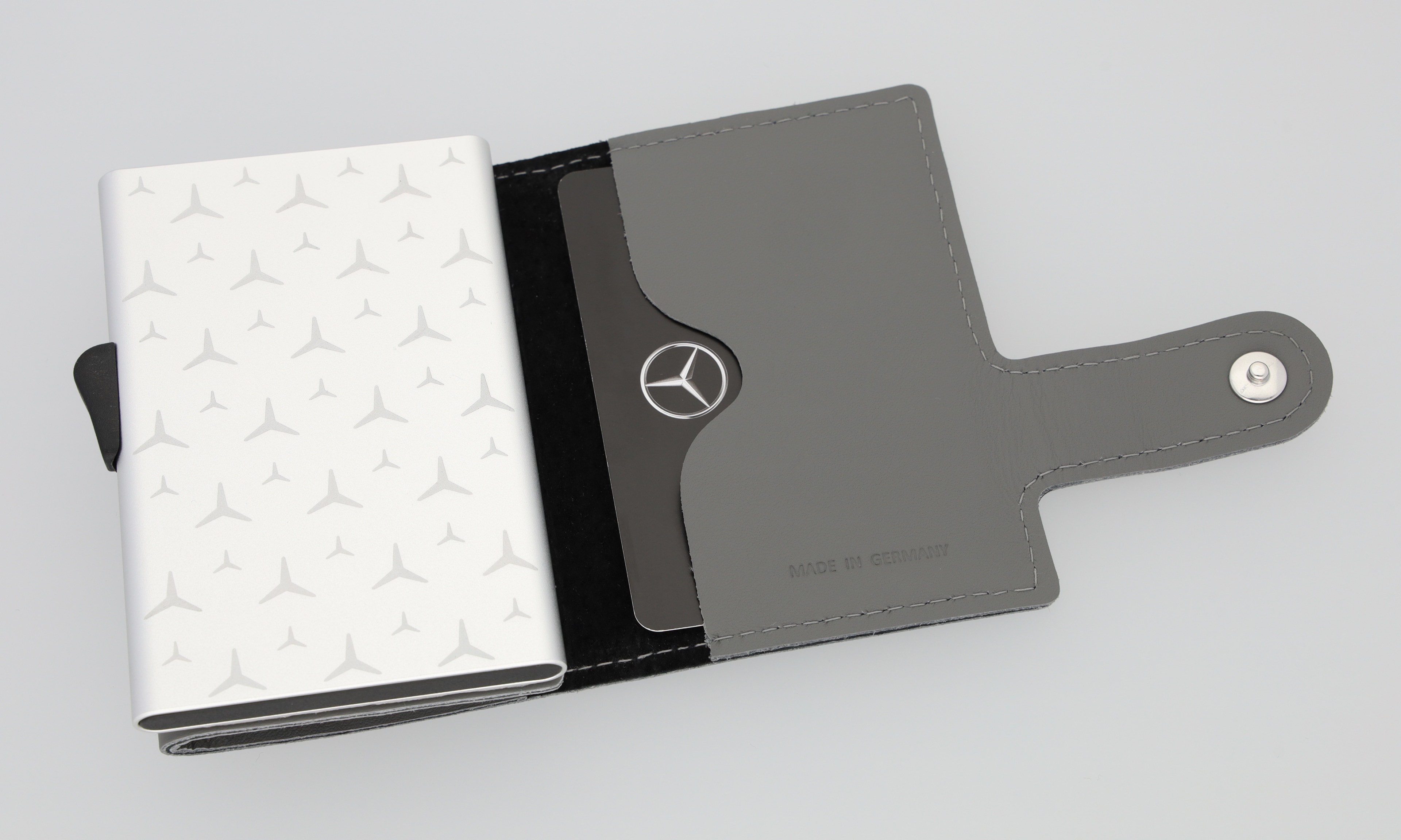 Mini-Geldbörse, Fahrzeugleder - silbergrau, Rindleder Mini-Geldbörse, Fahrzeugleder - silbergrau, Rindleder