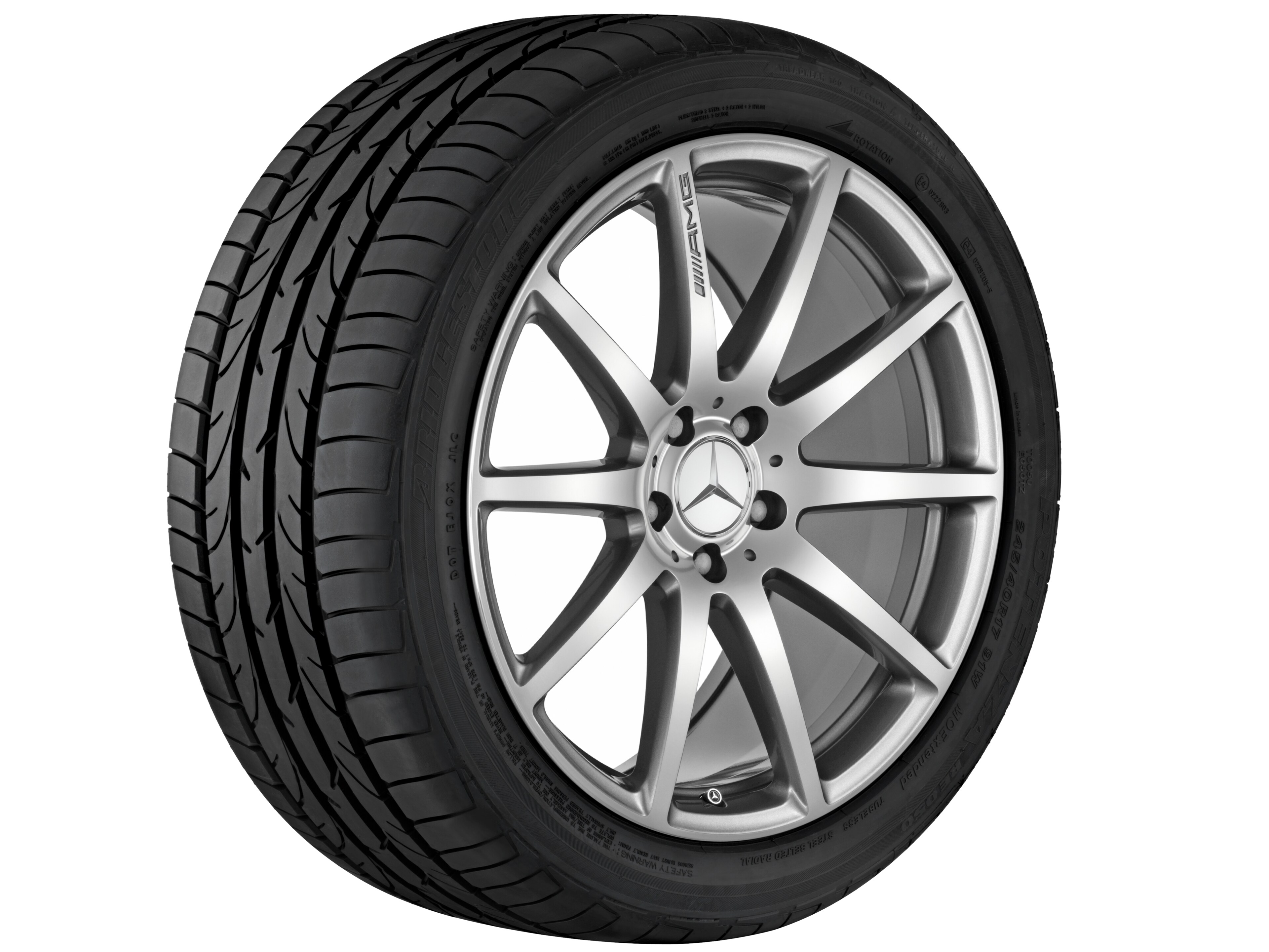 AMG Schmiederad im 10-Speichen-Design, 48,3 cm (19 Zoll) - 9,5 J x 19 ET 39, titangrau, glanzgedreht