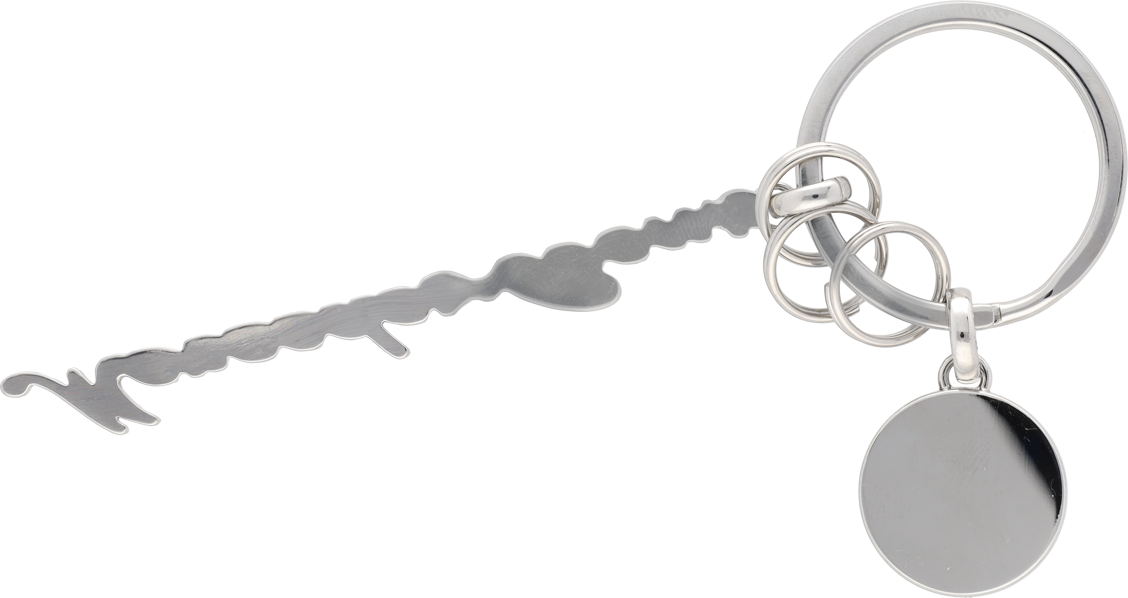 Schlüsselanhänger, Mercedes Classic Schriftzug - silberfarben / blau, Edelstahl / Kristallglas, poliert