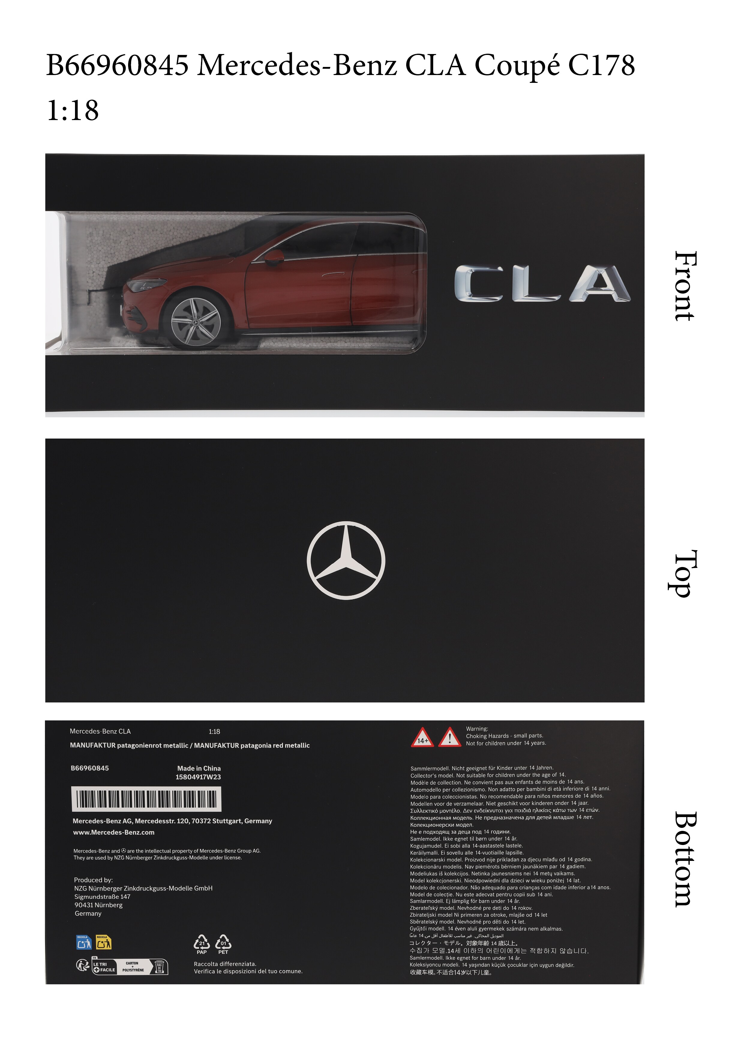CLA Coupé, C178 - MANUFAKTUR patagonienrot metallic, NZG, 1:18 CLA Coupé, C178 - MANUFAKTUR patagonienrot metallic, NZG, 1:18