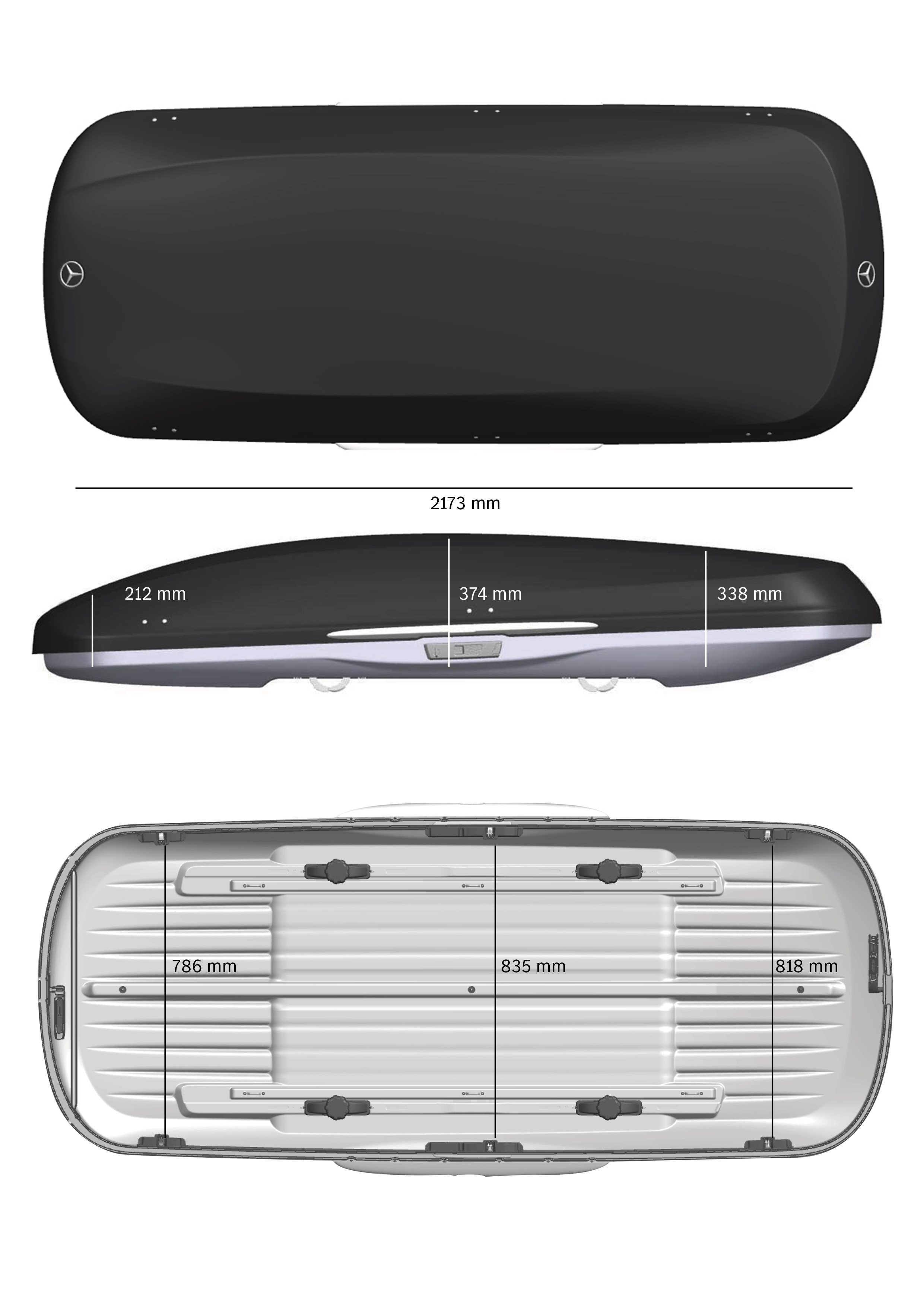 Mercedes-Benz Dachbox, XL, 590 Liter - Kunststoff, schwarz, Lack, glänzend