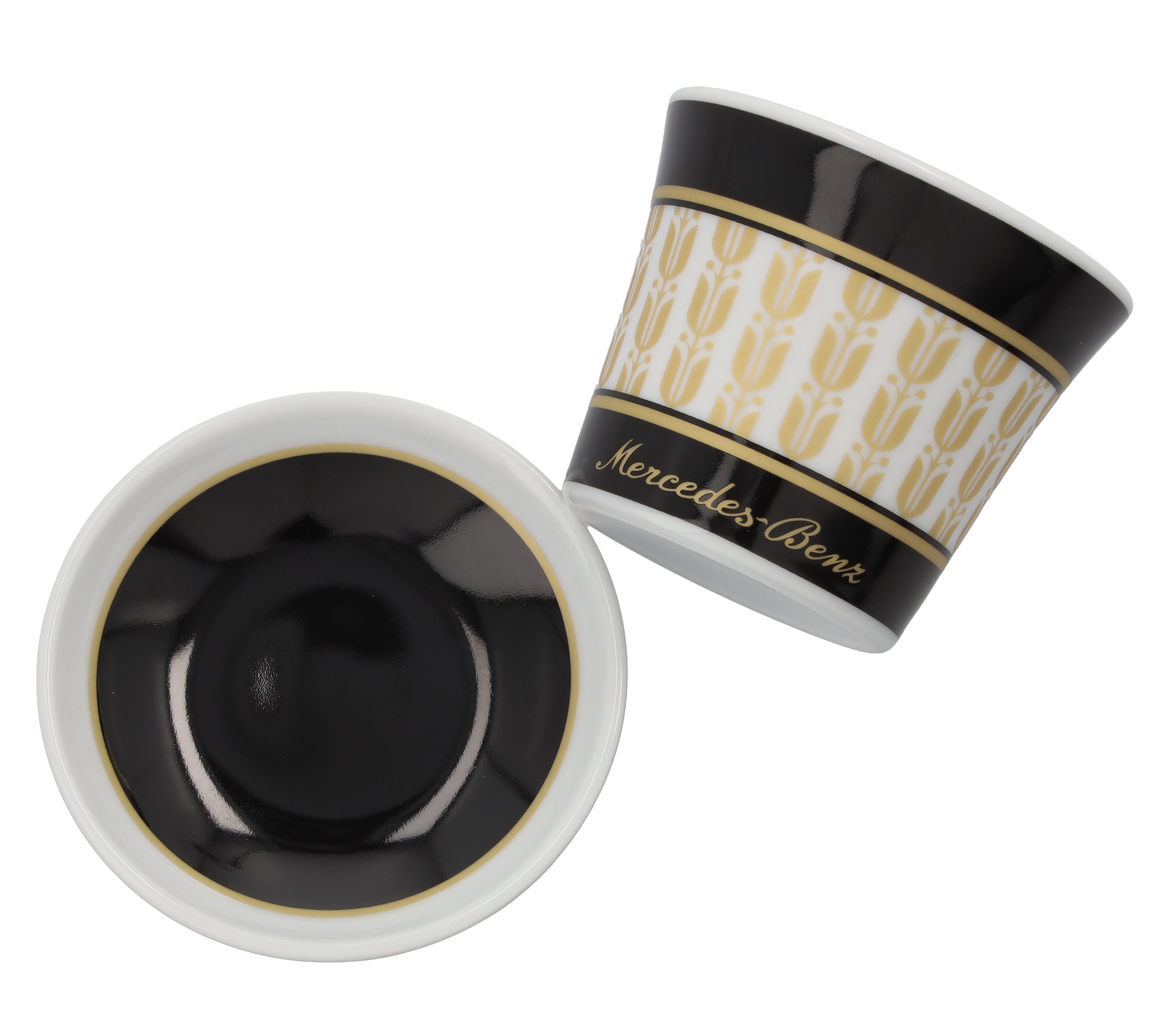 Espressotassen, Set, 4-teilig - schwarz / weiß / goldfarben, Porzellan, 90 ml, Kahla