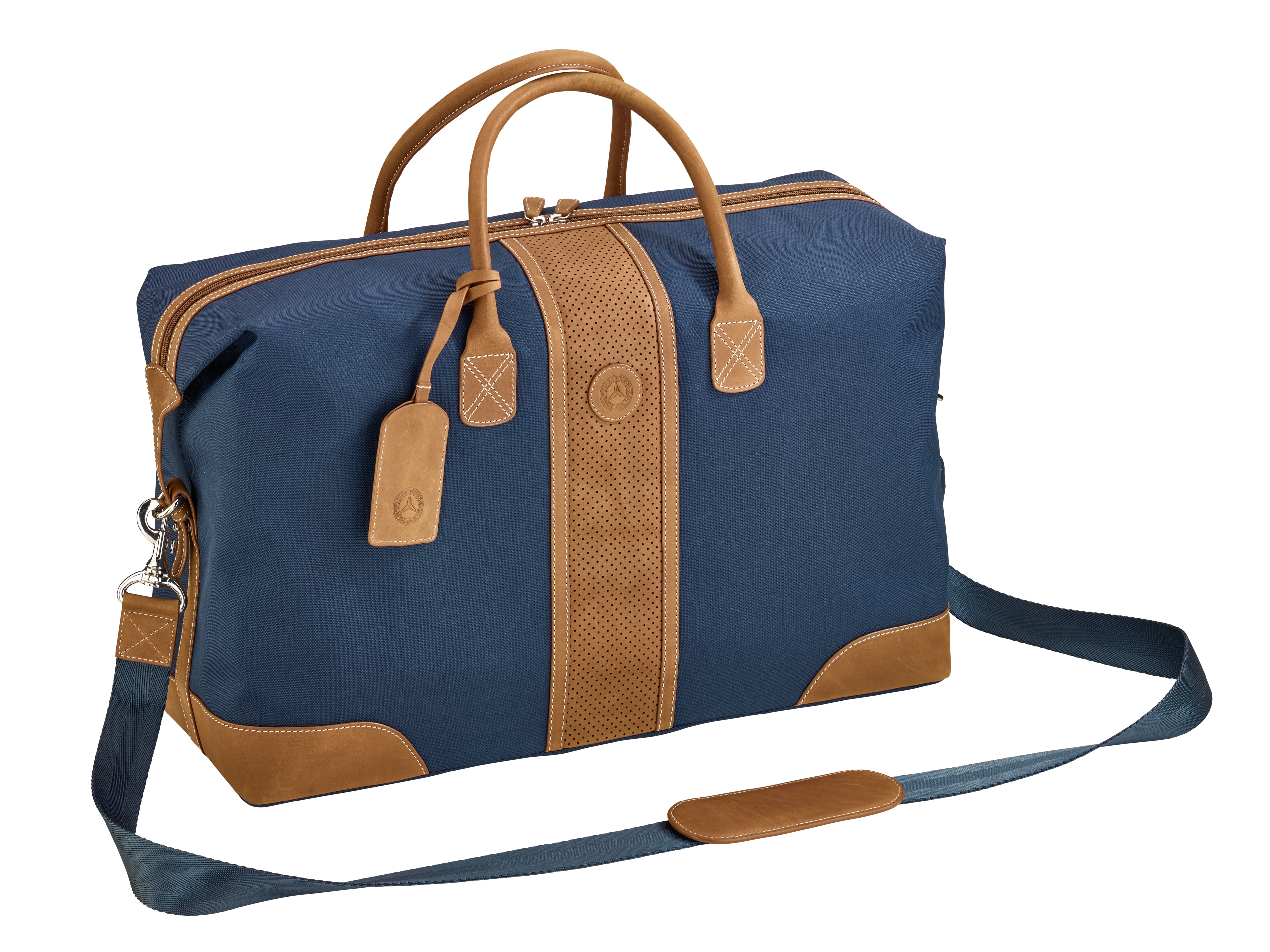 Weekender - blau / cognac, Polyester (recycelt) Weekender - blau / cognac, Polyester (recycelt)