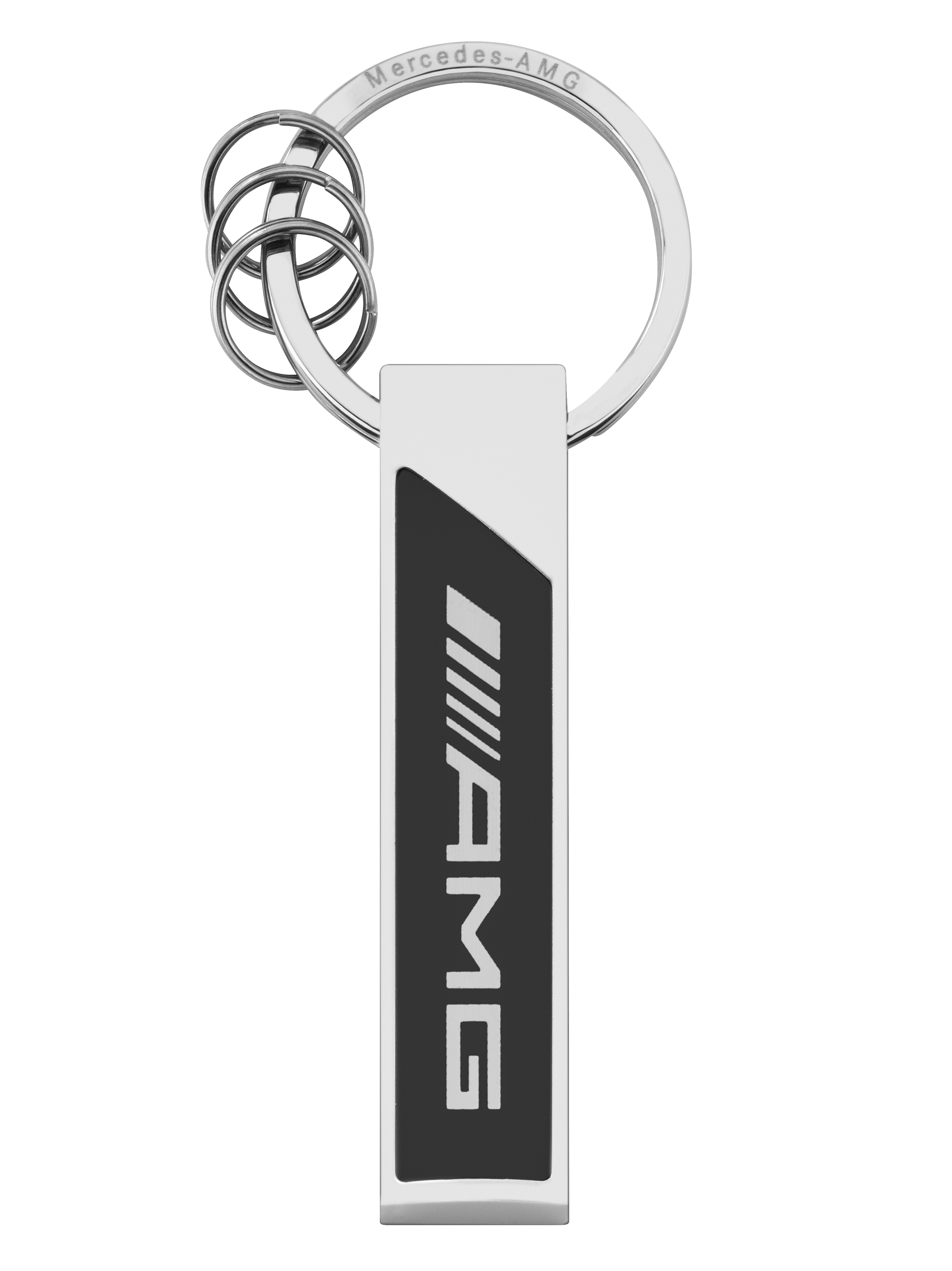 AMG Schlüsselanhänger, Logo - silberfarben / schwarz / weiß, Edelstahl