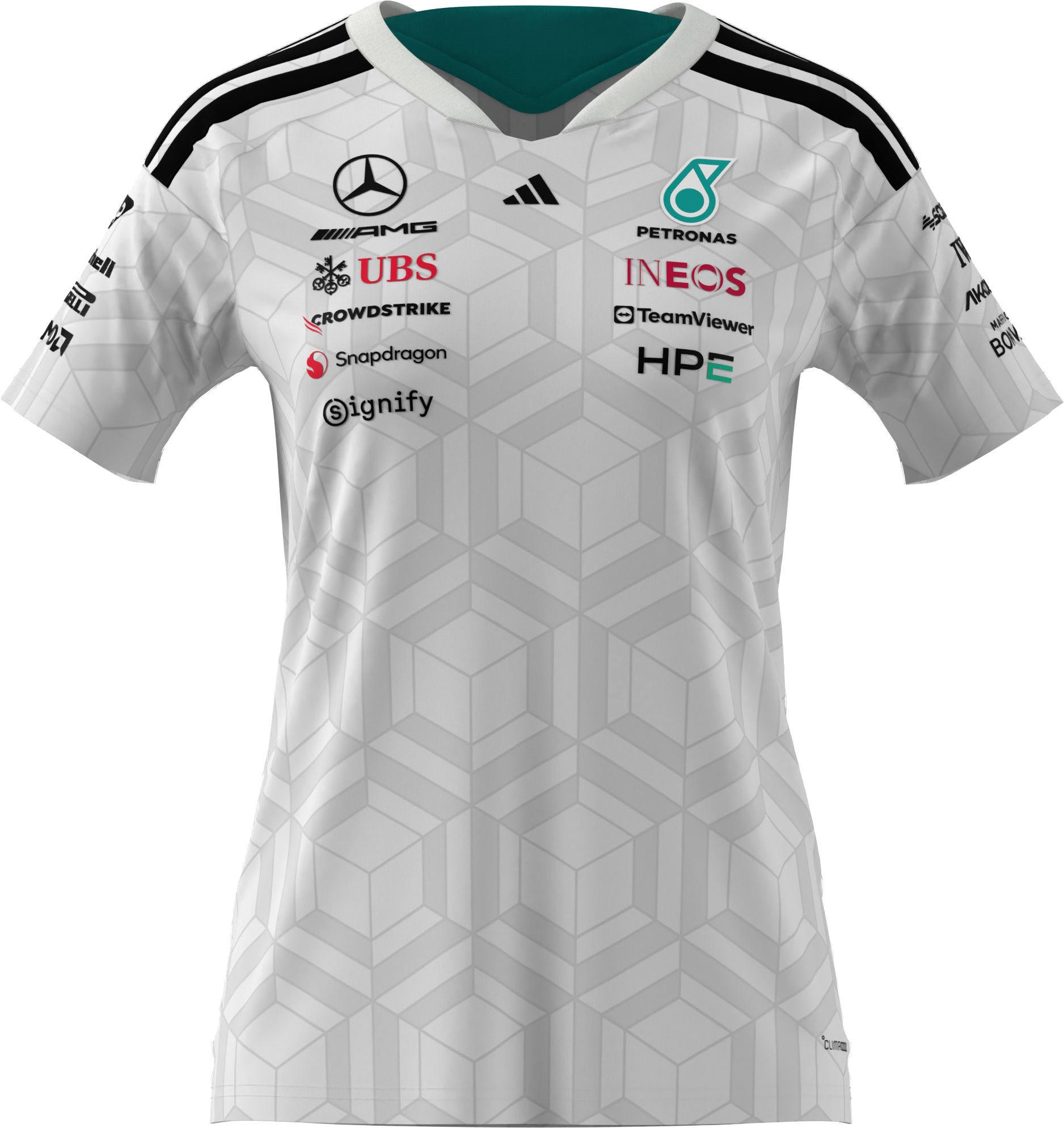 T-Shirt Damen, Fahrer, Mercedes-AMG F1 - weiß, L