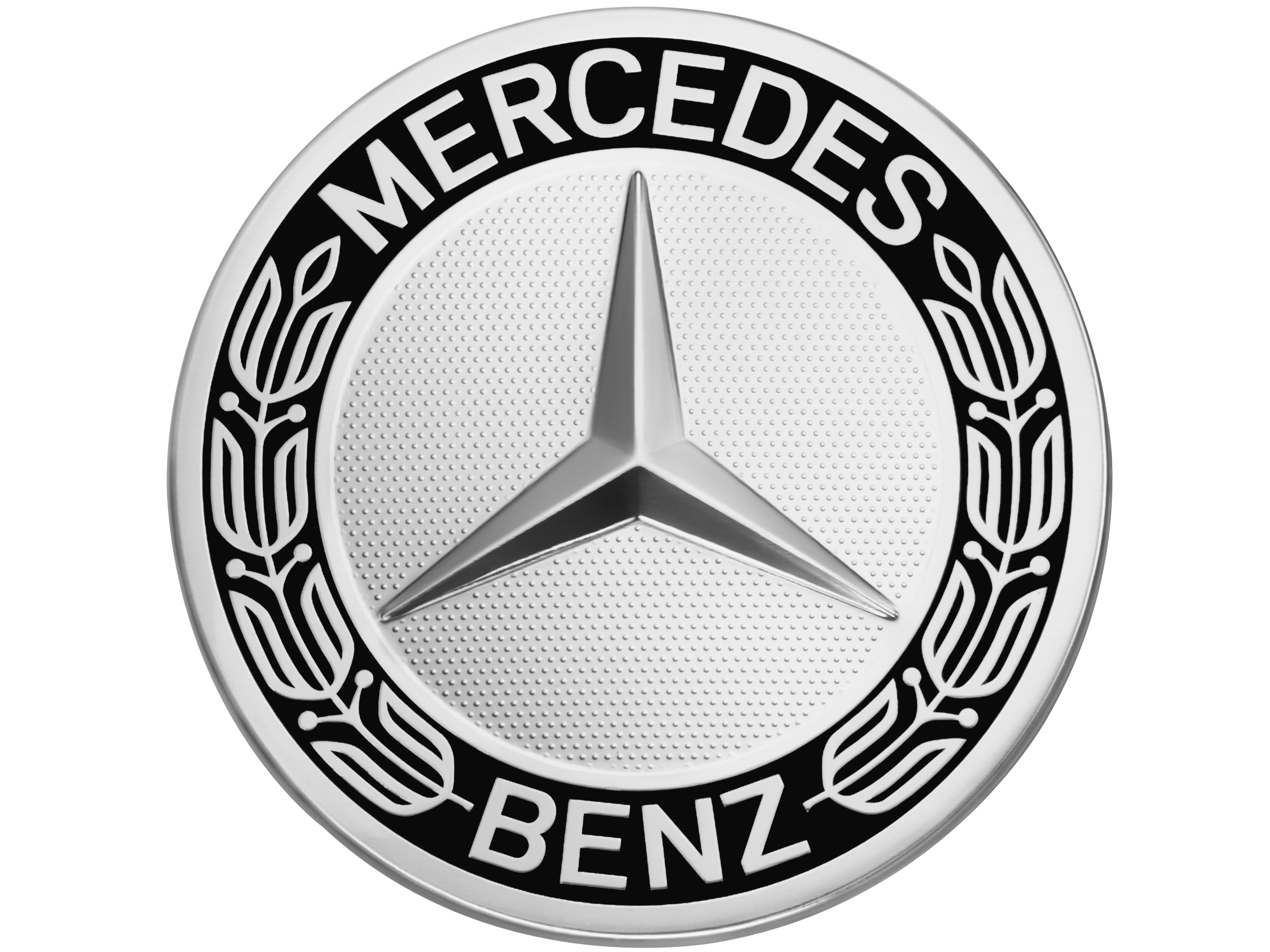Radnabenabdeckung, Stern mit Lorbeerkranz, klassisches Design, für Zentrierloch-Durchmesser 71,8 mm - schwarz