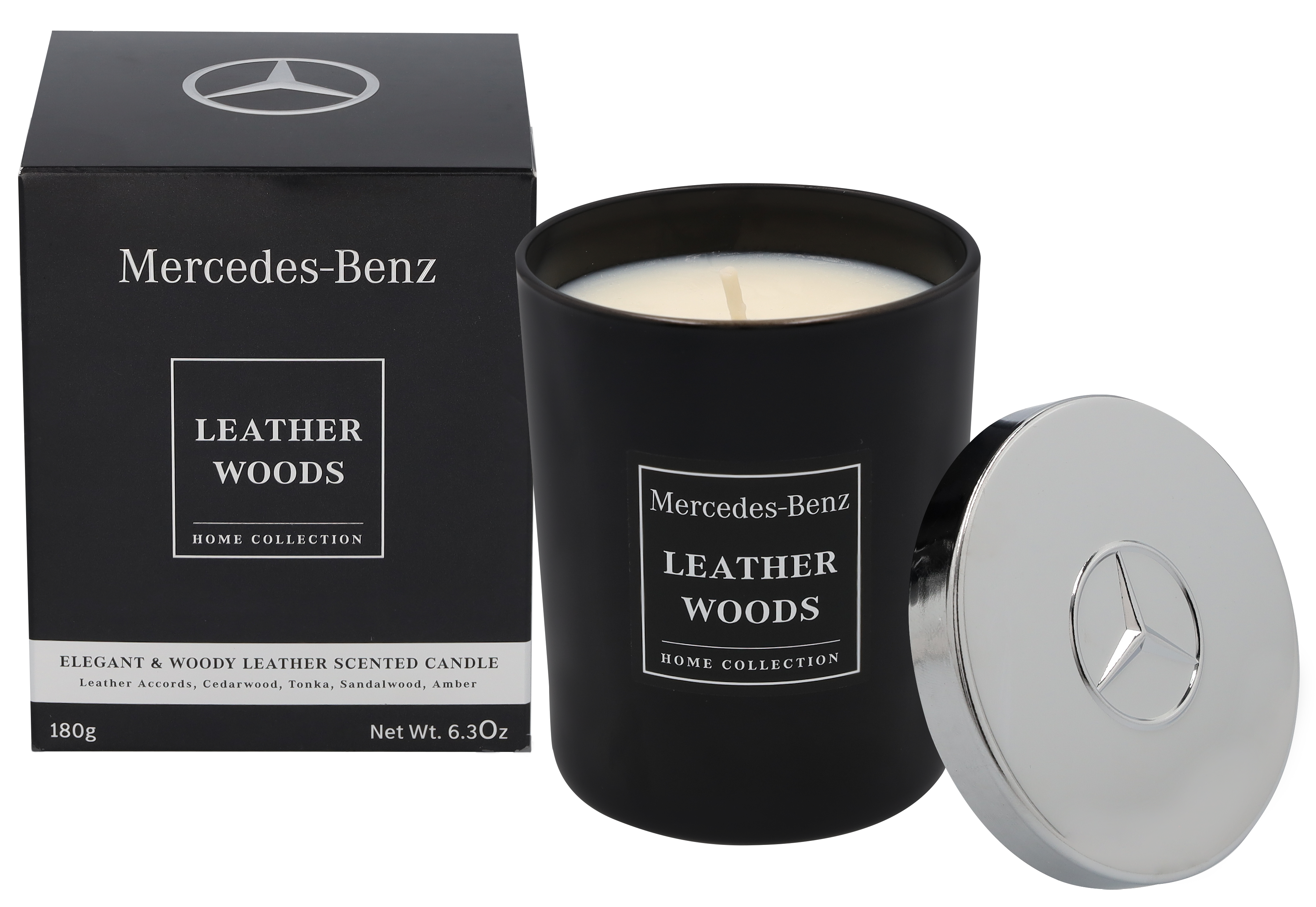 Duftkerze, Leather Woods, 180 g