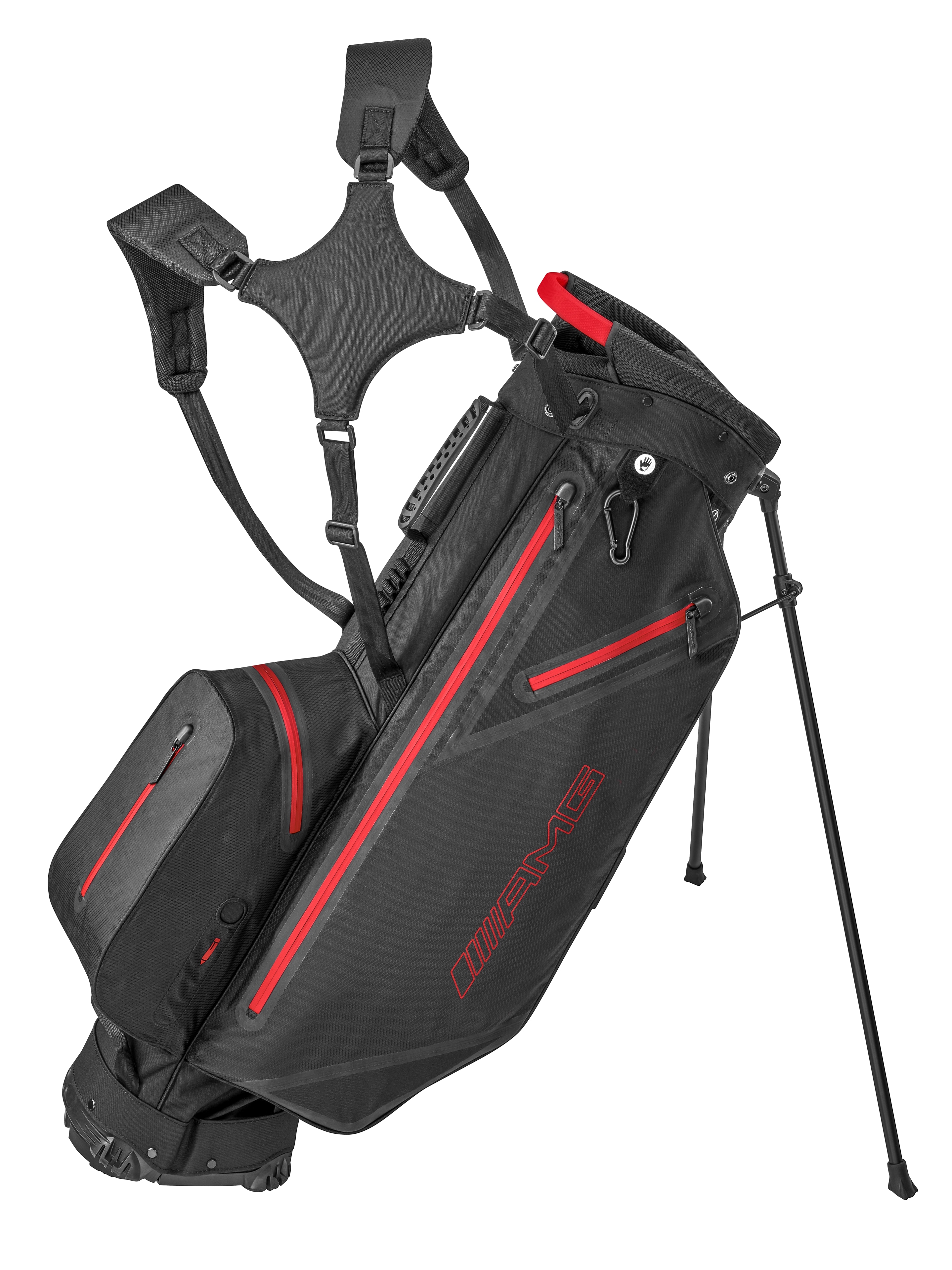 AMG Golf-Standbag - schwarz / rot, Polyamid