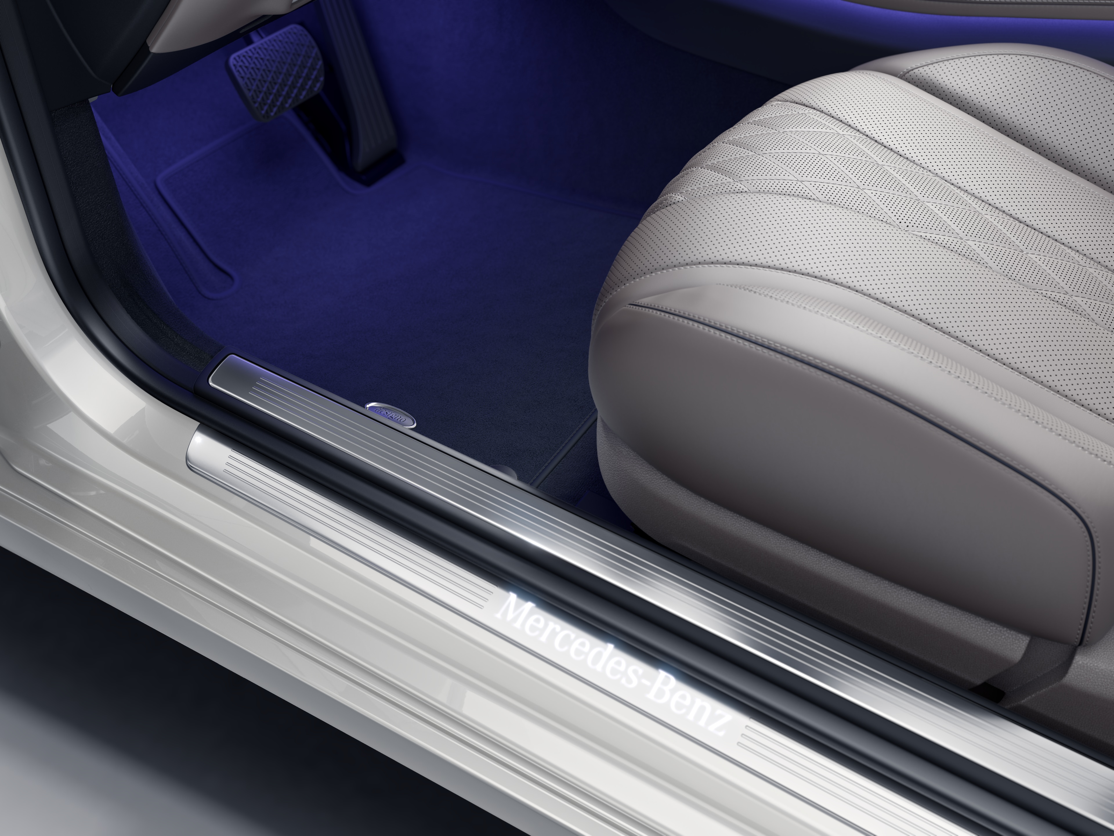 Einstiegsleiste, beleuchtet, vorne, 2-fach - Edelstahl, weiß