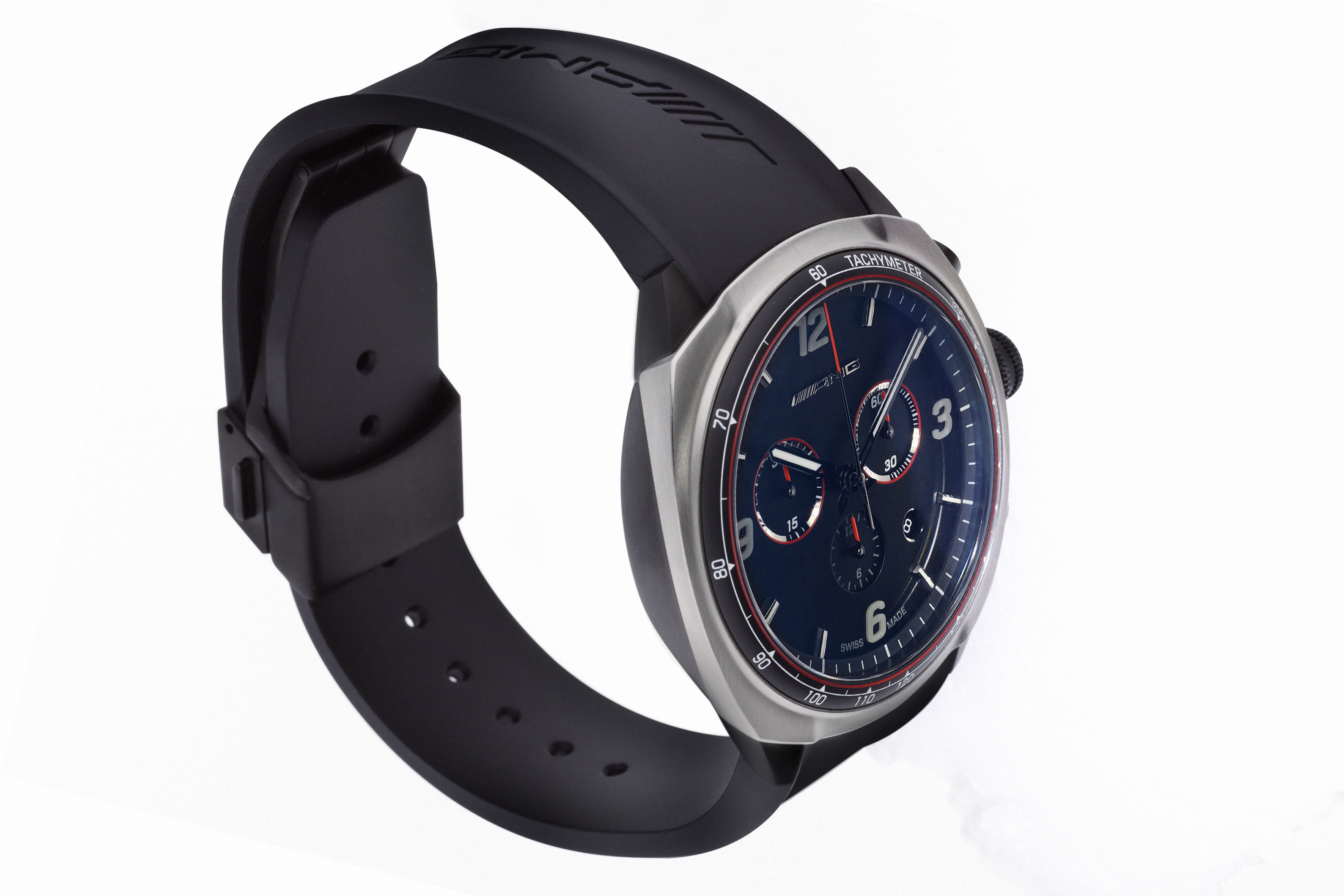 Armbanduhr, Herren, AMG, Essentials Chronograph - schwarz / anthrazit / rot, Edelstahl / Titan / Kautschuk