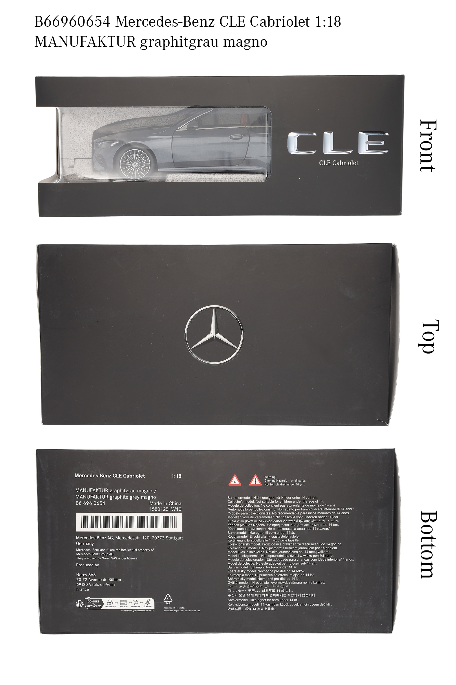 CLE Cabriolet, AMG Line, A236 - graphitgrau, Norev, 1:18