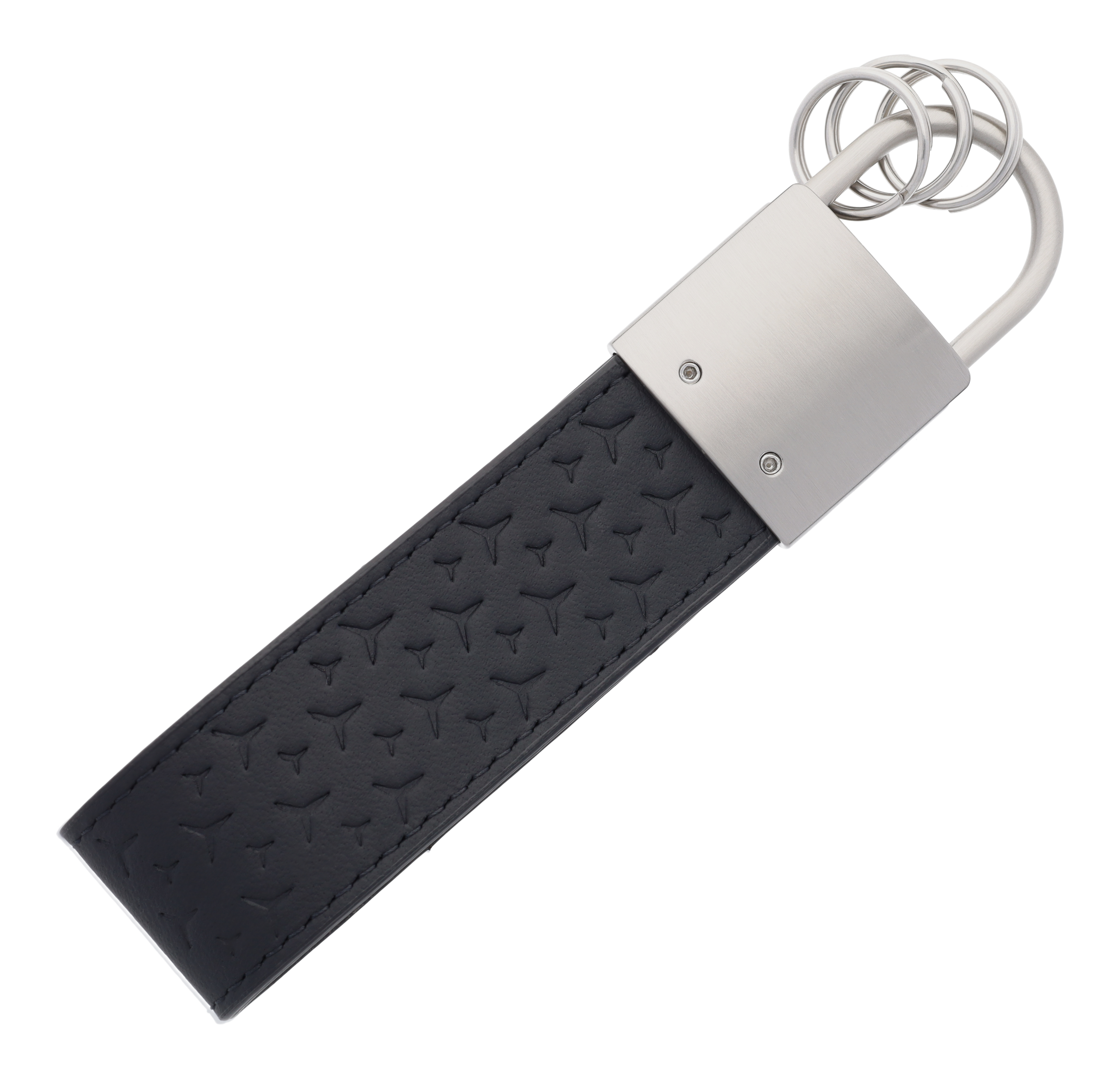 Schlüsselanhänger, Fahrzeugleder - schwarz, Edelstahl / Rindleder
