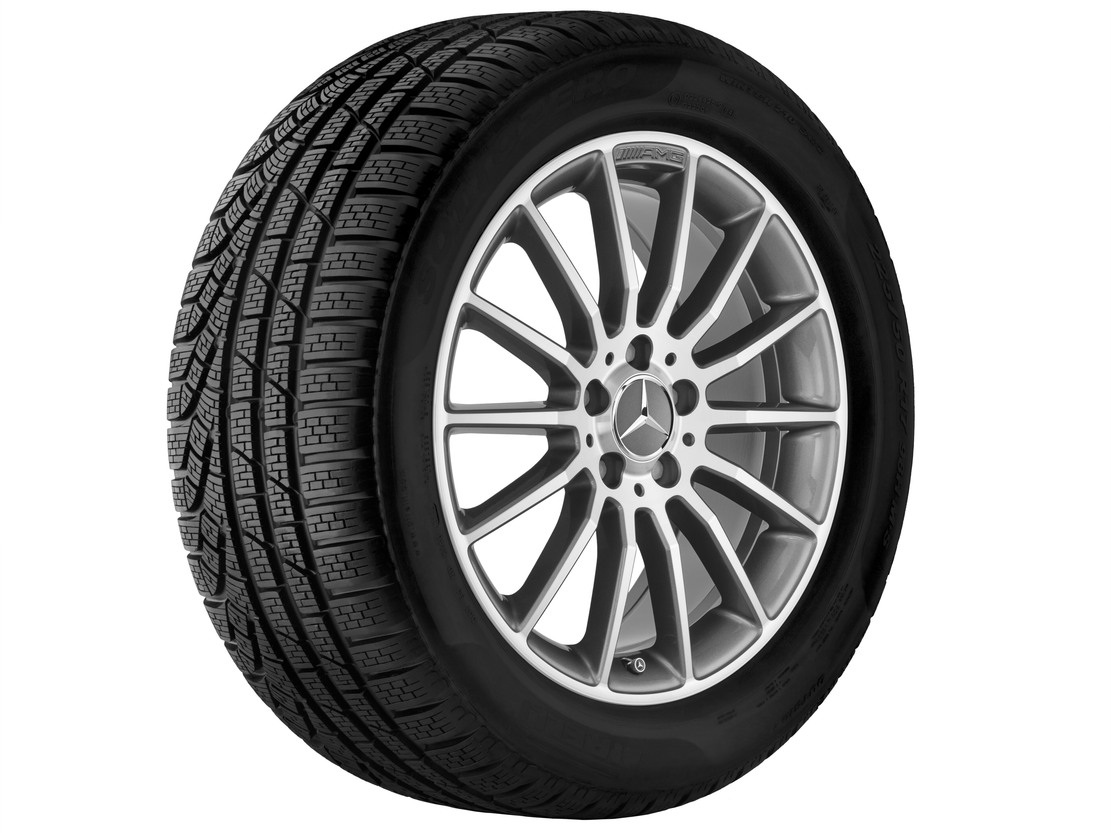 AMG Vielspeichen-Rad, 45,7 cm (18 Zoll) - 7,5 J x 18 ET 52, titangrau, glanzgedreht