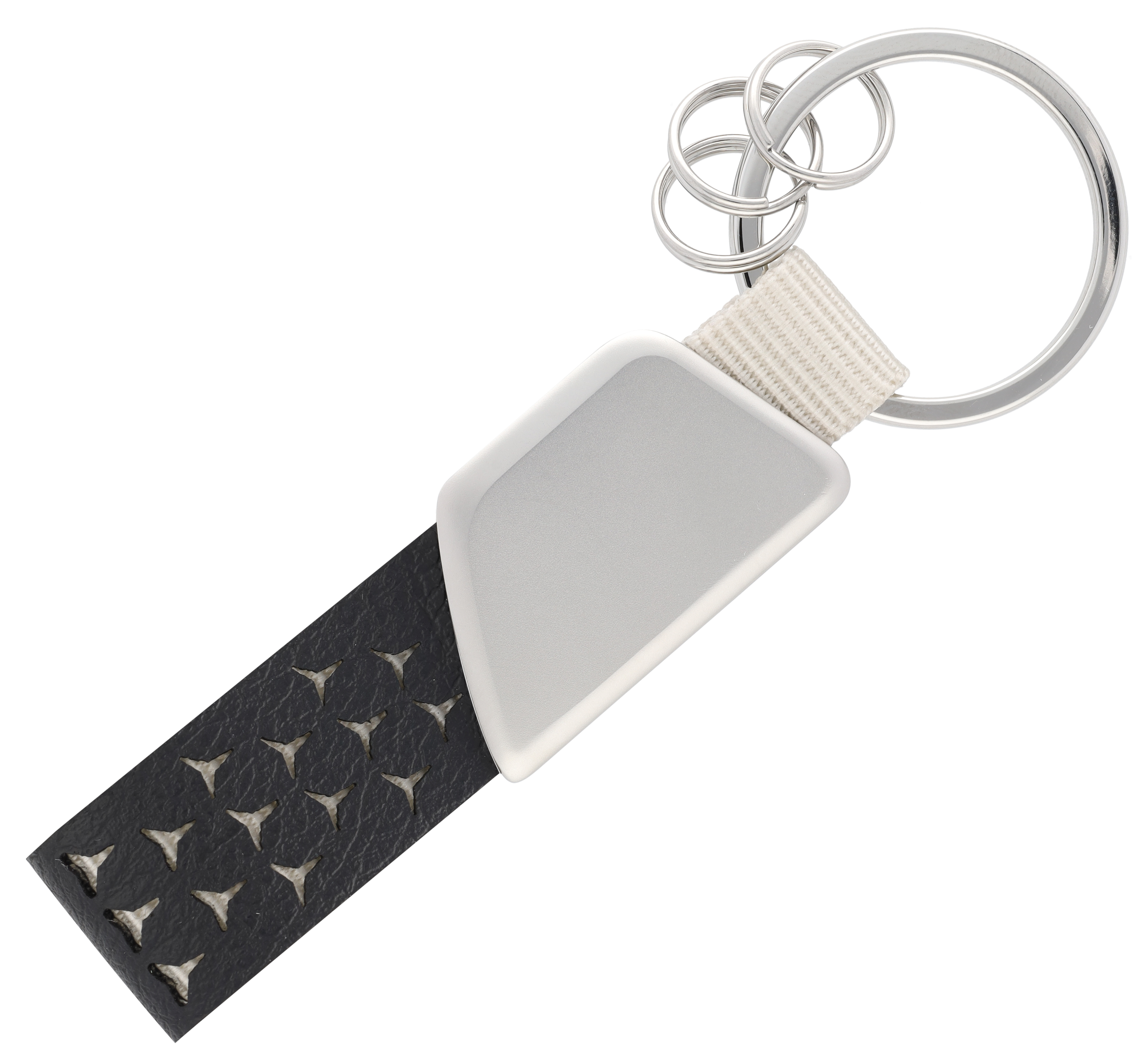 Schlüsselanhänger, Logo - schwarz / silberfarben, Edelstahl / Apfelleder (vegan) / Nylon Schlüsselanhänger, Logo - schwarz / silberfarben, Edelstahl / Apfelleder (vegan) / Nylon