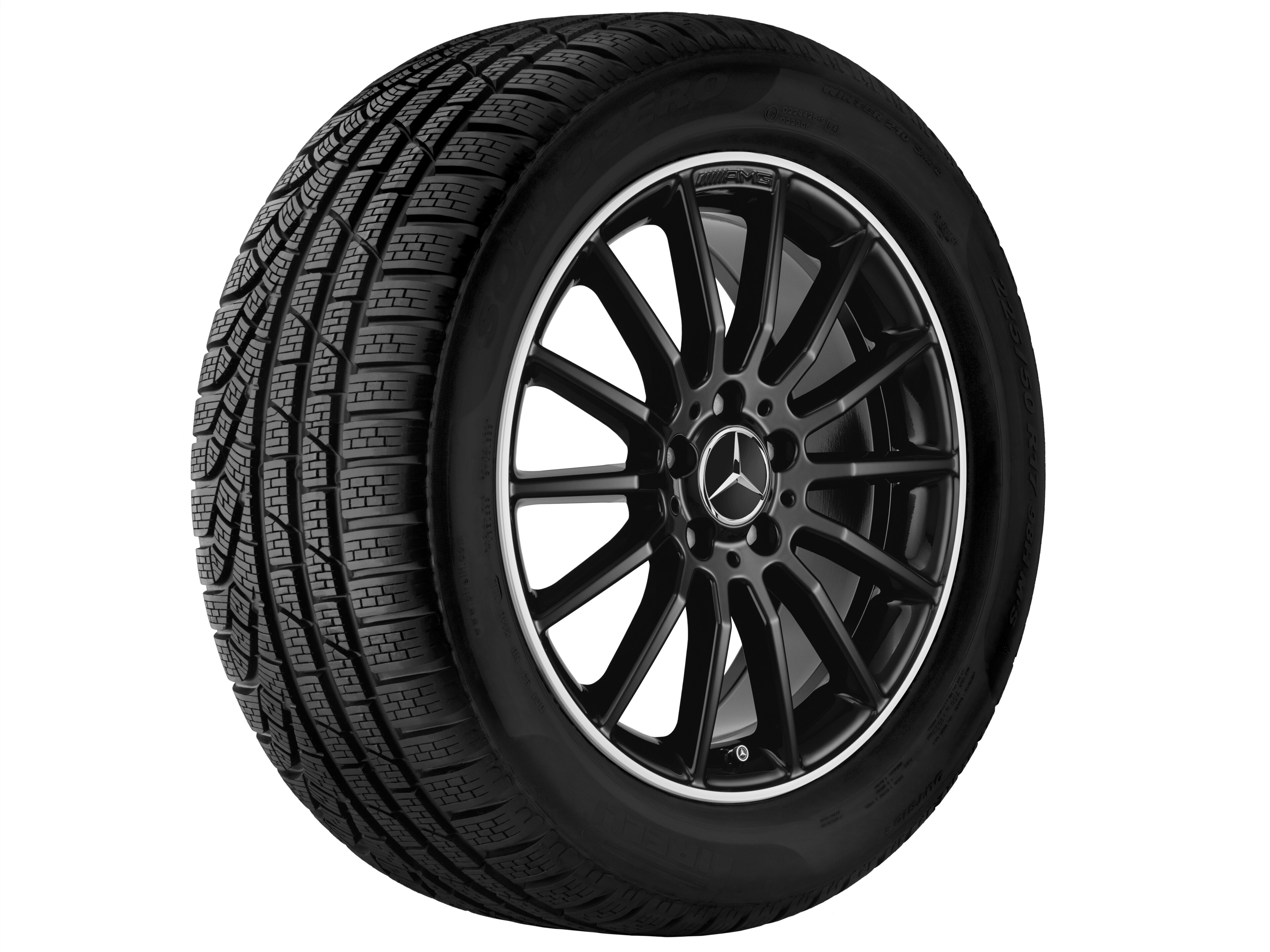 AMG Vielspeichen-Rad, 45,7 cm (18 Zoll), Felgenhorn glanzgedreht - 7,5 J x 18 ET 52, schwarz, glanzgedreht
