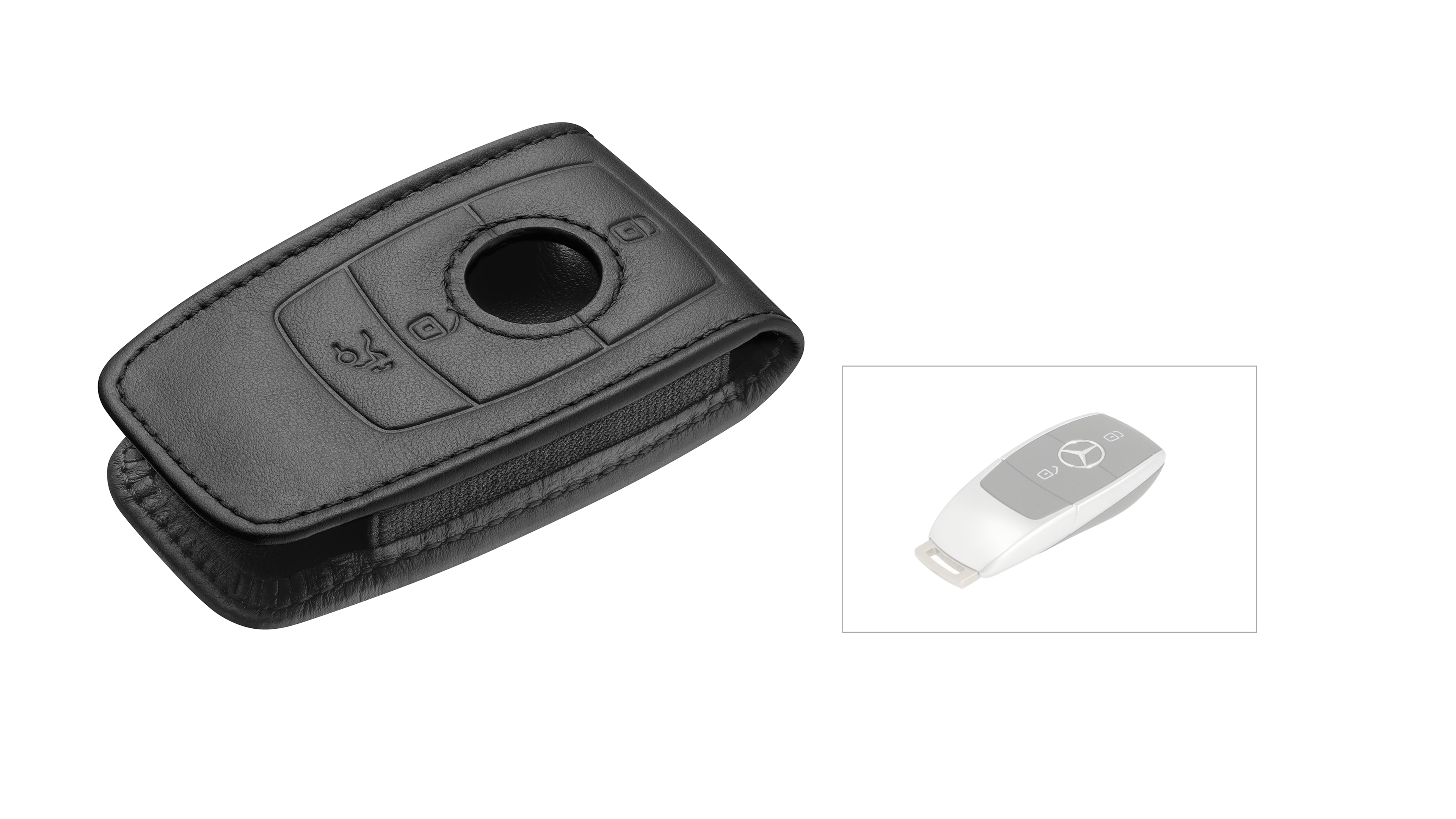 Schlüsselsleeve - schwarz, Rindleder