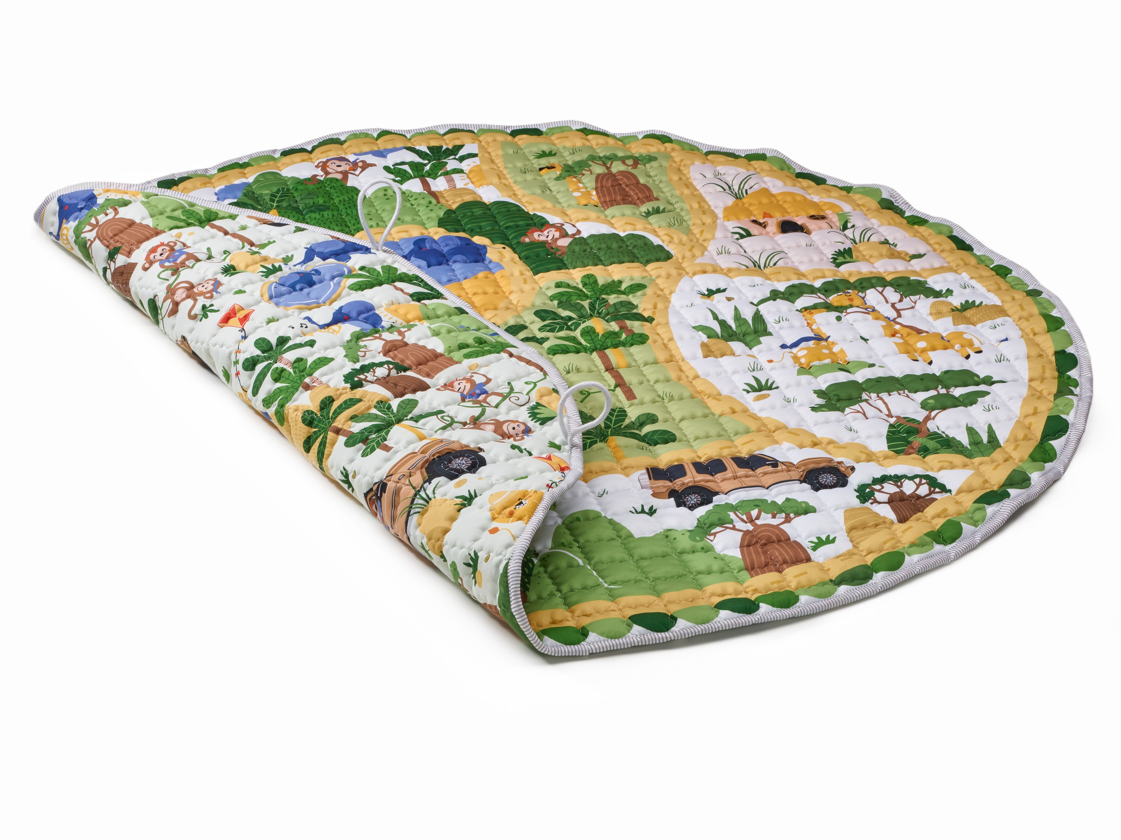 Spieldecke 2in1, Safari - weiß / grün, Polyester, Nici