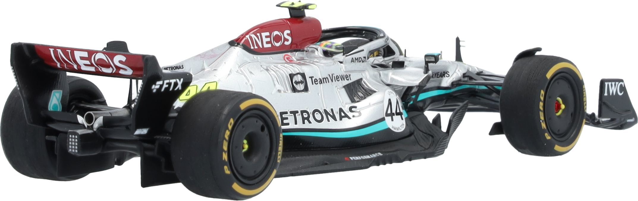 MERCEDES AMG PETRONAS Formula One™ Team, Lewis Hamilton, Saison 2022 - silberfarben / petronasgrün / schwarz, Minimax, 1:43