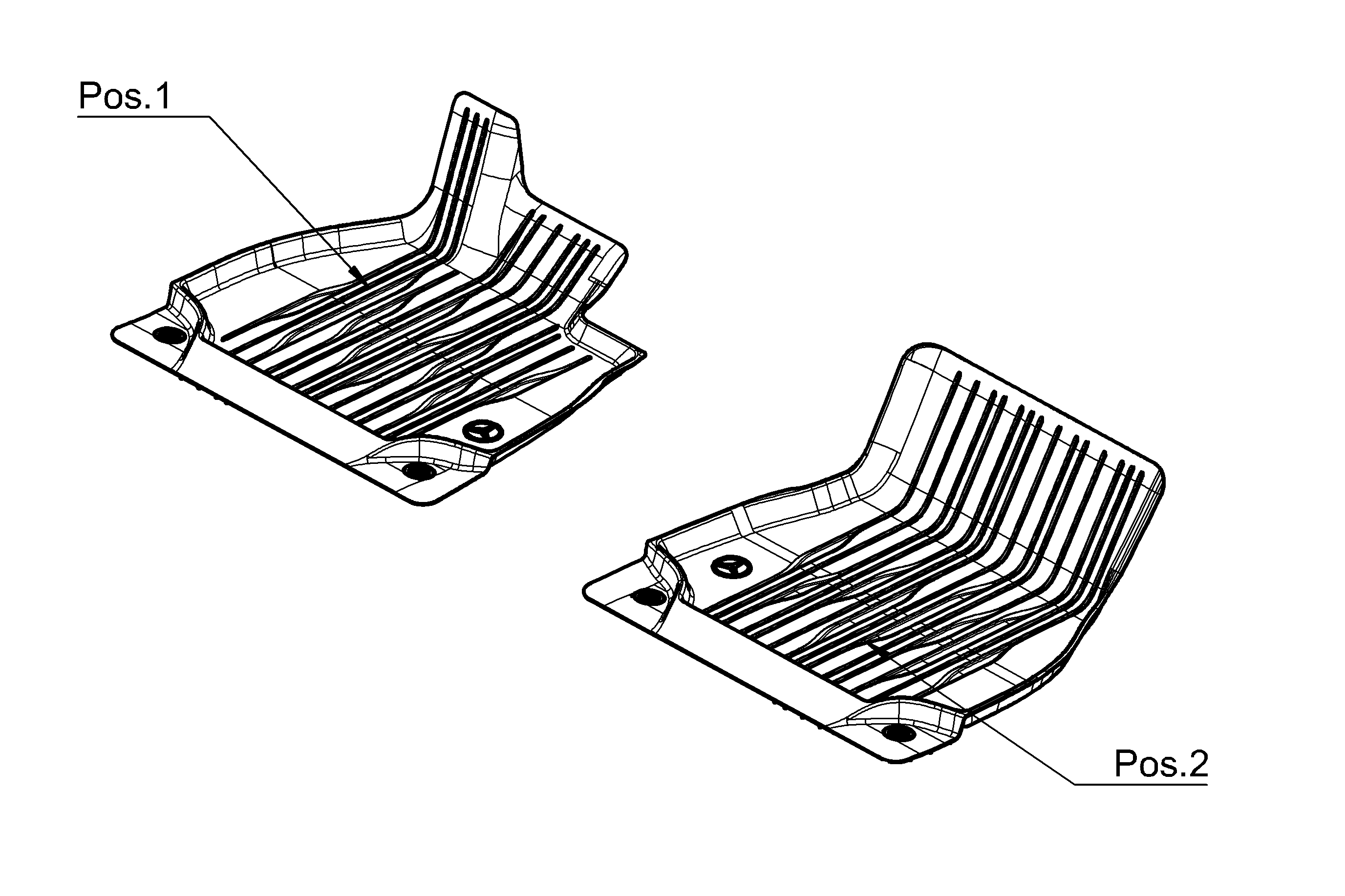 Allwettermatten, Dynamic Lines, Fahrer-/Beifahrermatte, 2-teilig - LL, schwarz