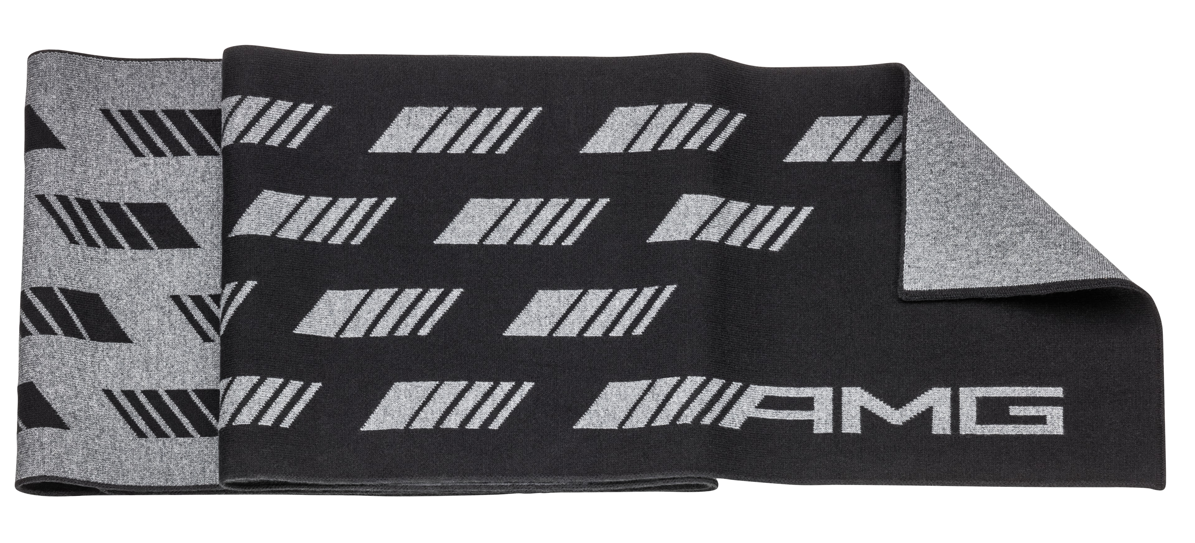 AMG Strickschal, Unisex - schwarz, Baumwolle (Bio) / Wolle (Merinowolle) / Polyamid