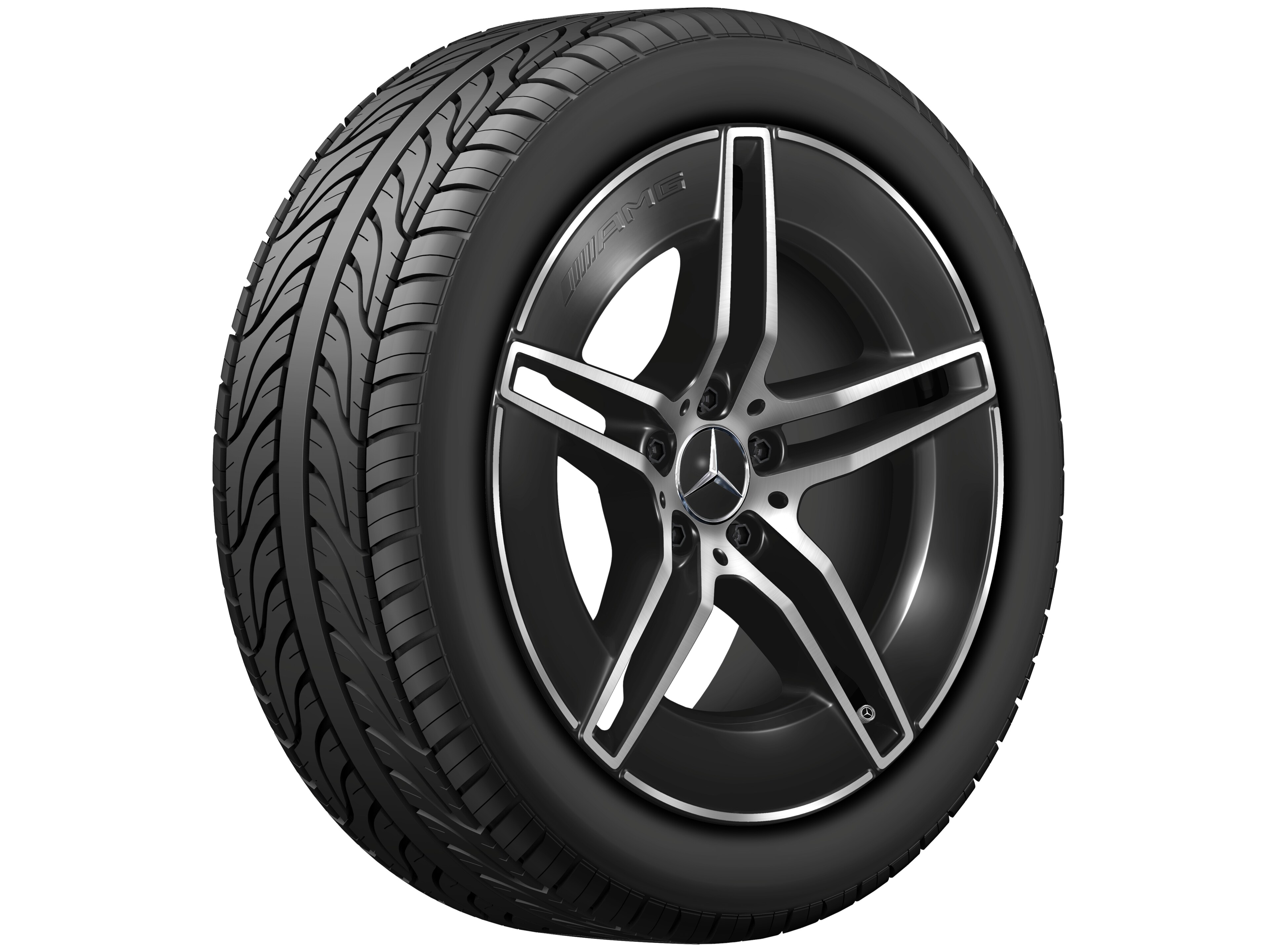 AMG 5-Doppelspeichen-Rad, 48,3 cm (19 Zoll) - 8,5 J x 19 ET 35,5, schwarz, glanzgedreht