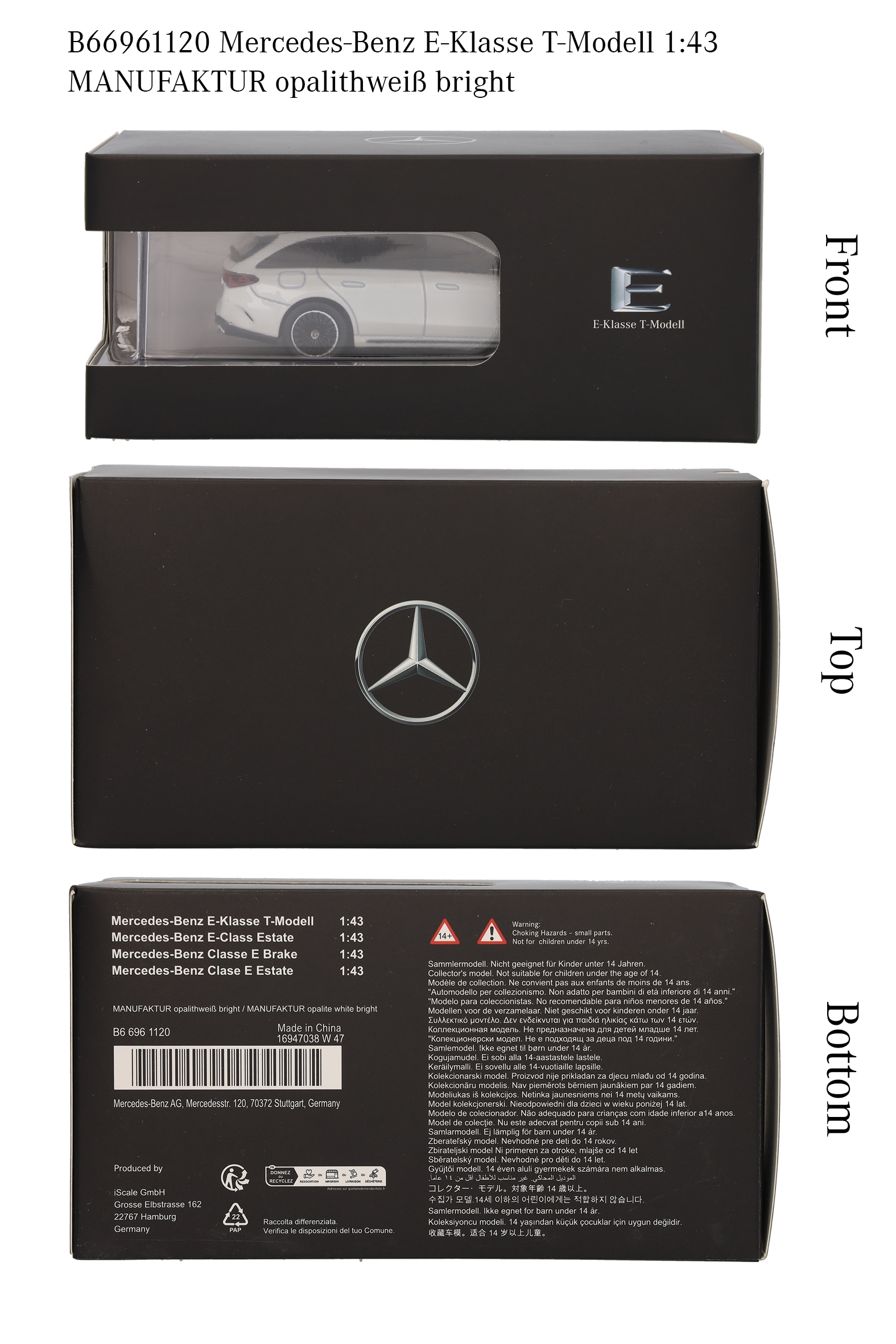 E-Klasse, T-Modell, AMG Line, S214 - G manufaktur opalithweiß bright, iScale, 1:43 E-Klasse, T-Modell, AMG Line, S214 - G manufaktur opalithweiß bright, iScale, 1:43