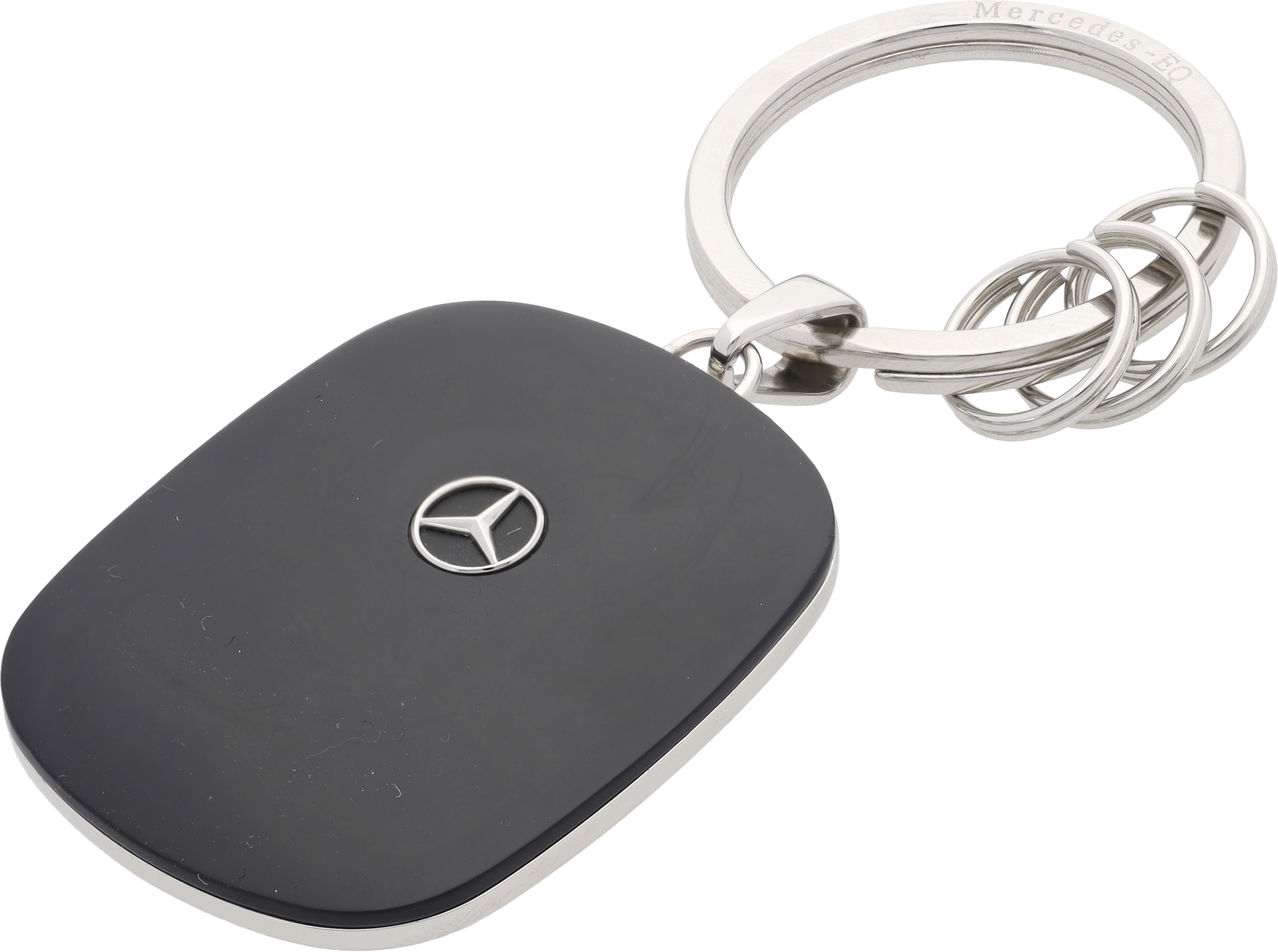 Schlüsselanhänger, Wallbox - schwarz / silberfarben, Edelstahl / ozeangebundener Kunststoff, hochglanzpoliert