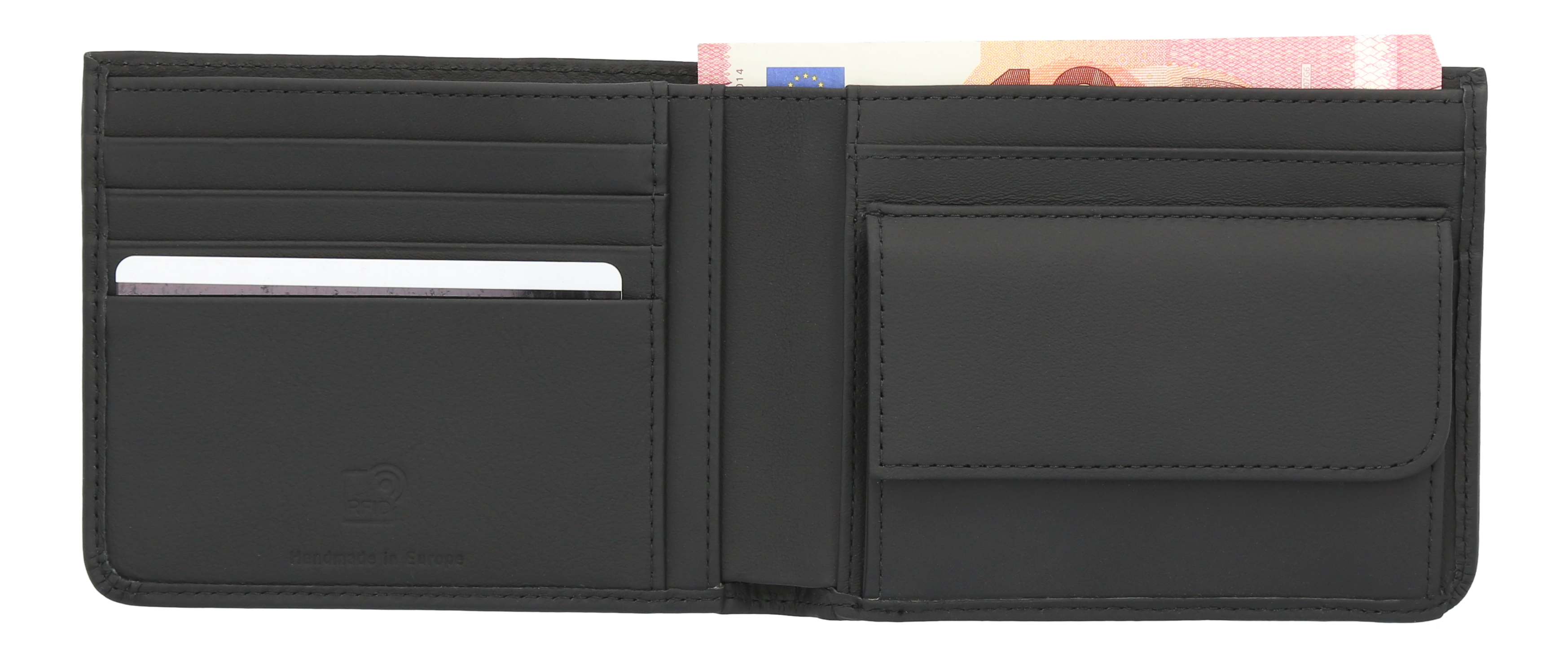 Geldbörse, Fahrzeugleder - schwarz, Rindleder