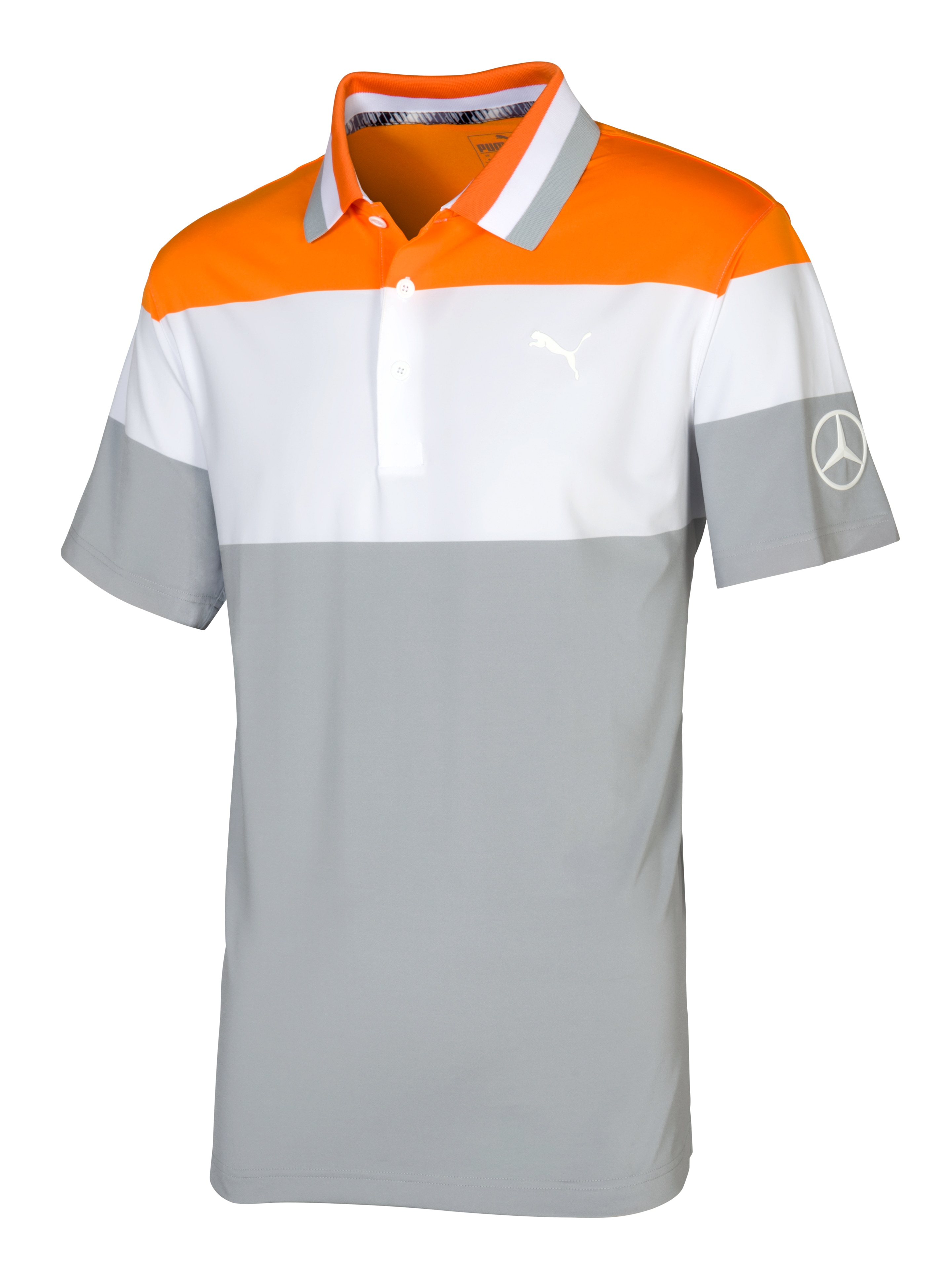 Golf-Poloshirt Herren - orange/grau/weiß, S