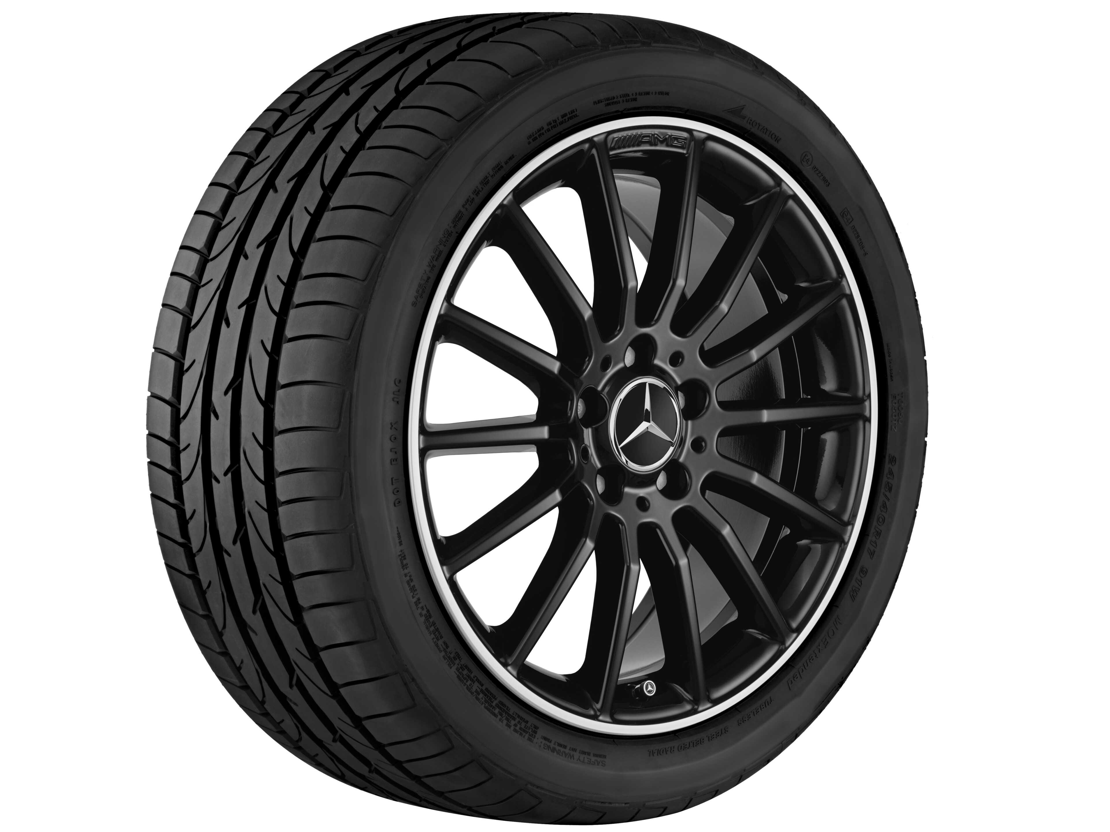 AMG Vielspeichen-Rad, 45,7 cm (18 Zoll), Felgenhorn glanzgedreht - 7,5 J x 18 ET 52, schwarz, glanzgedreht