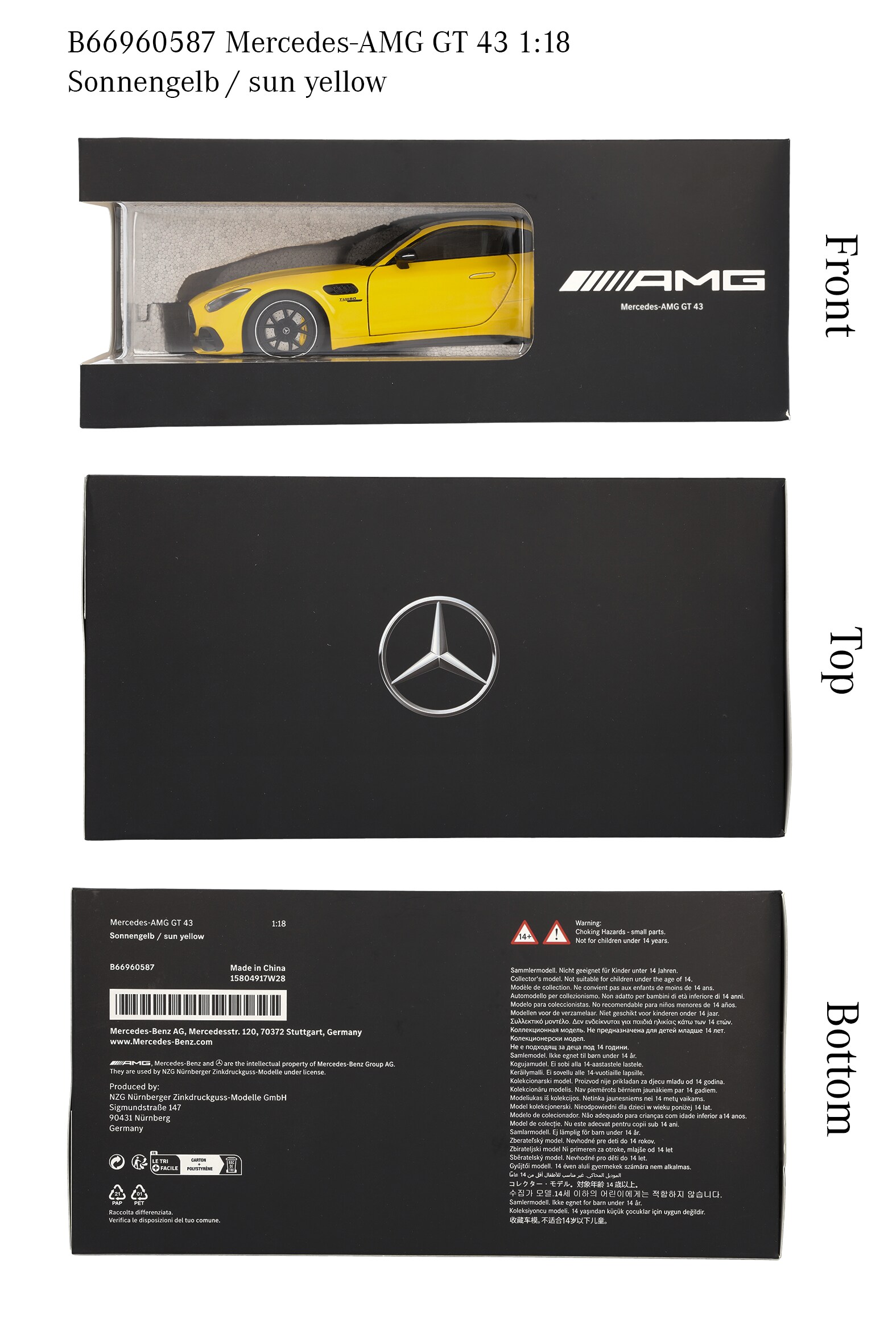 Mercedes-AMG GT 43 - sonnengelb, NZG, 1:18