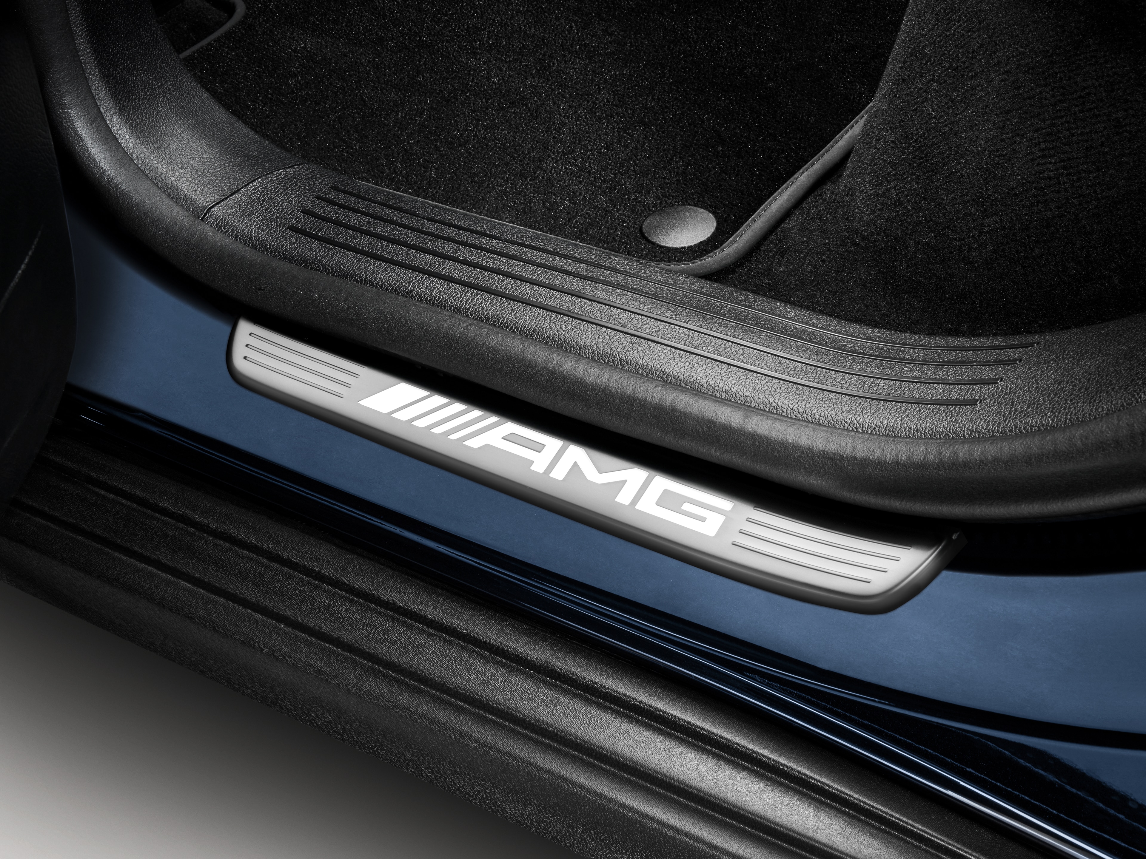 Wechselcover für beleuchtete Einstiegsleiste, AMG, hinten, 2-fach - Edelstahl, silberfarben / weiß