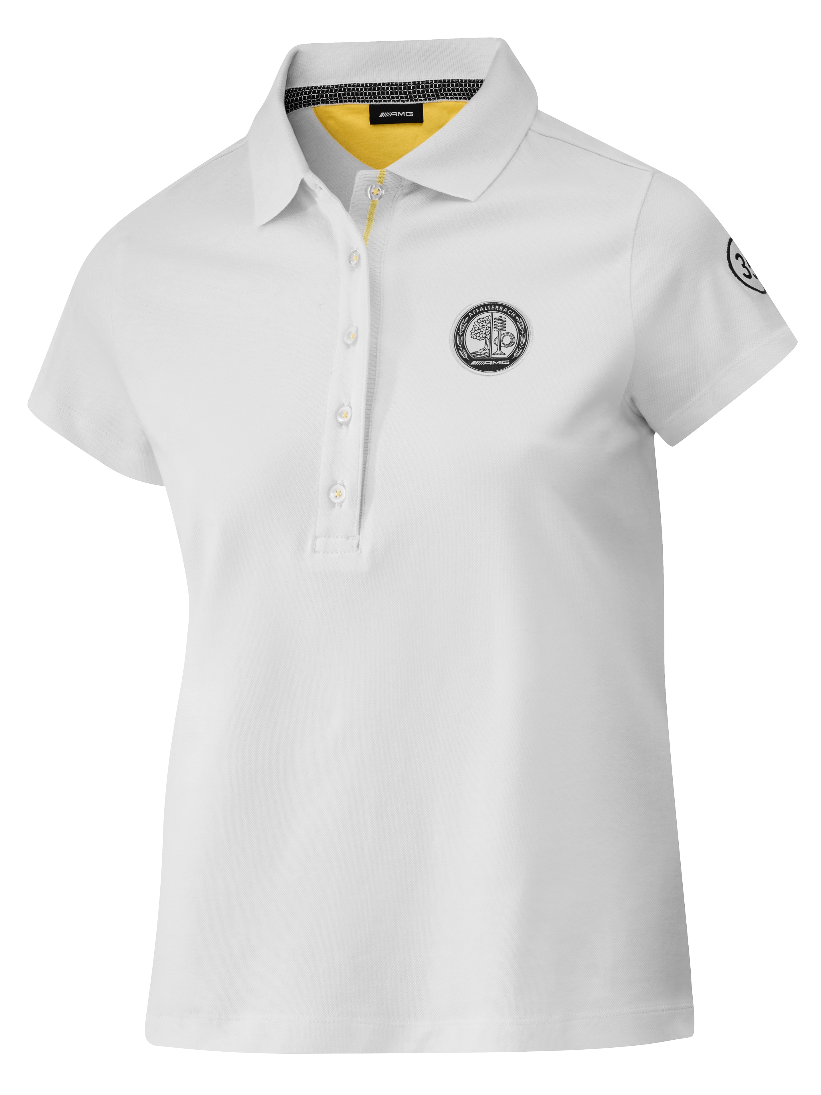 AMG Poloshirt Damen - weiß / gelb, M