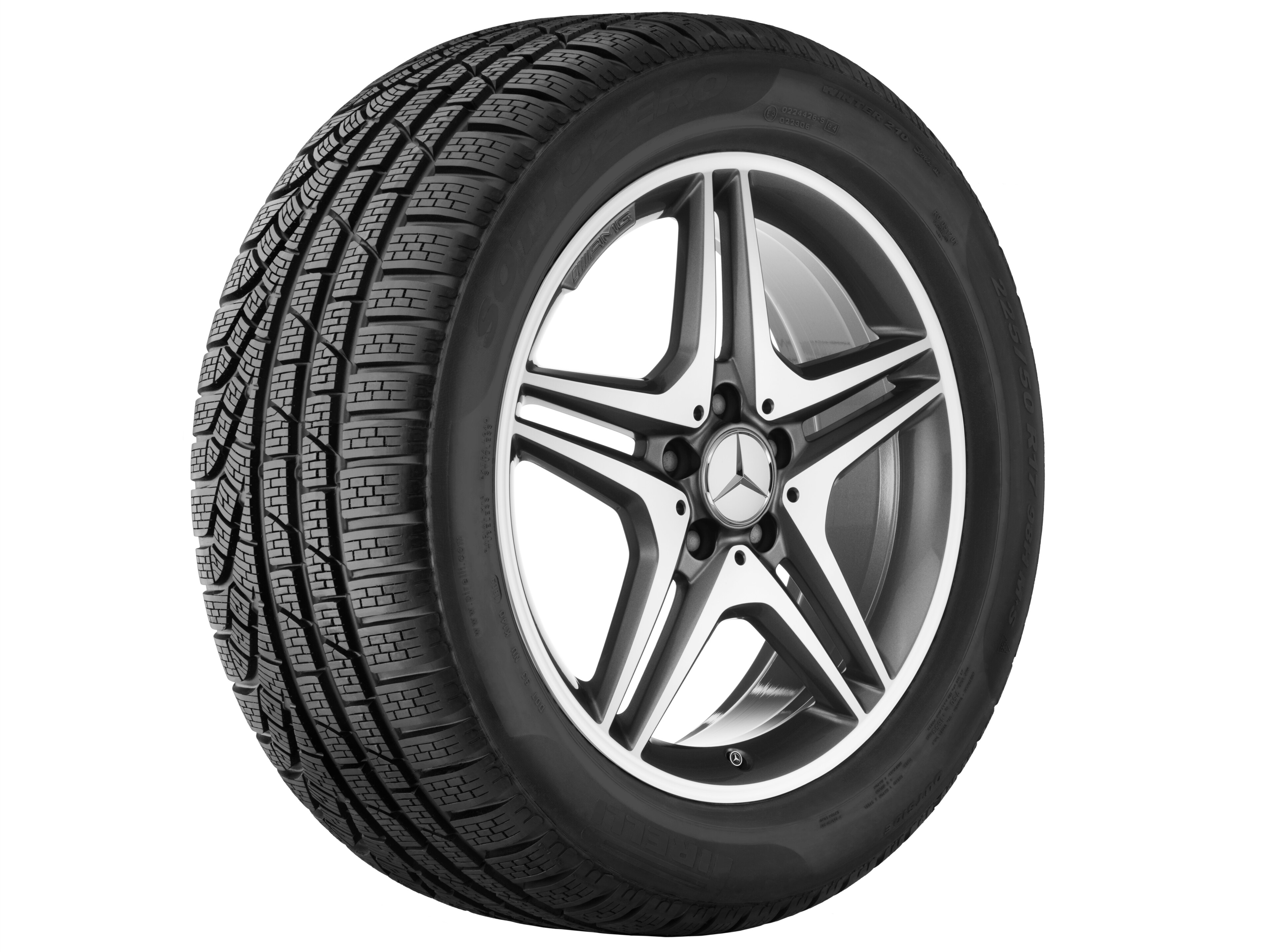 AMG 5-Doppelspeichen-Rad, 45,7 cm (18 Zoll) - 7,5 J x 18 ET 52, titangrau, glanzgedreht
